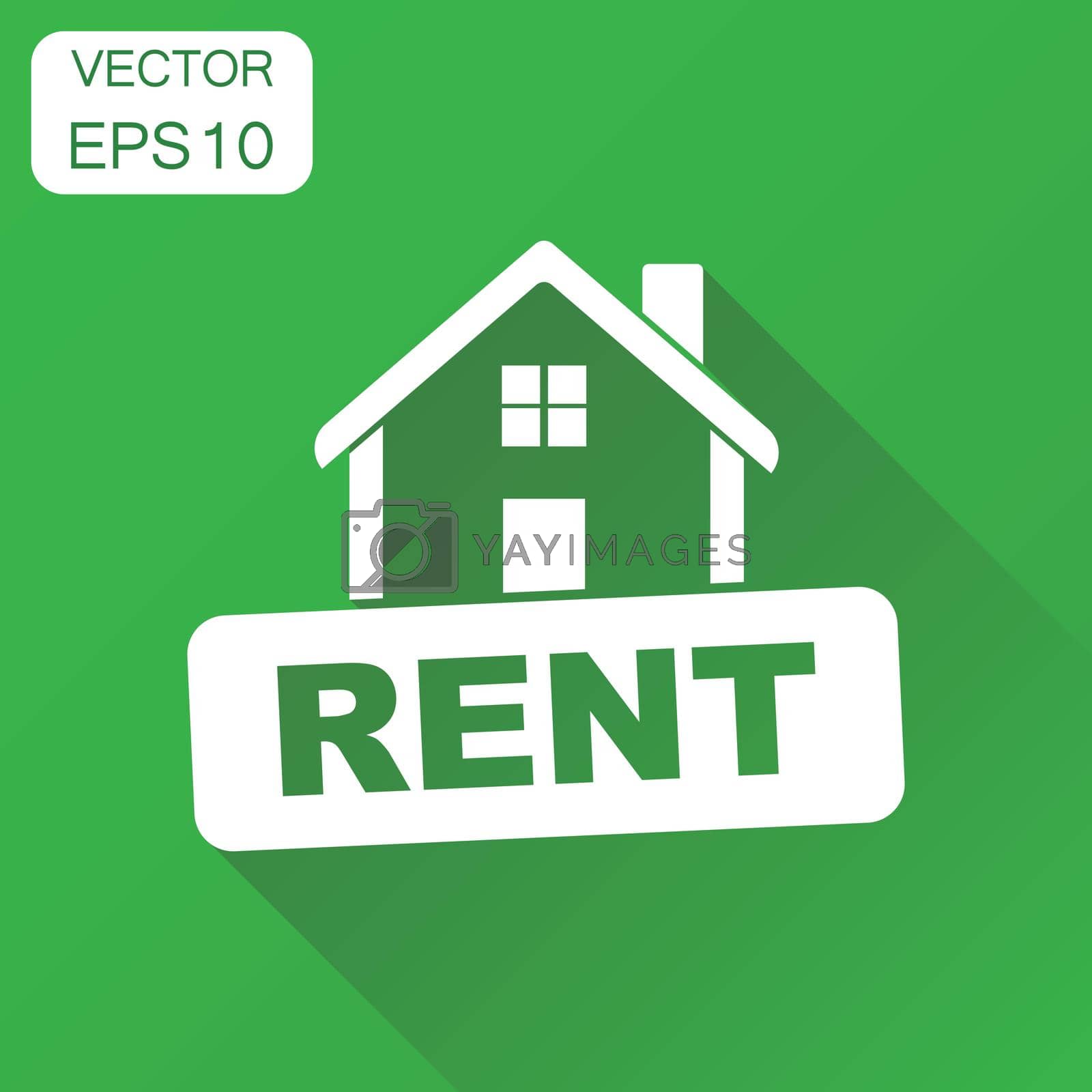 Royalty free image of Rent house icon. Business concept rent pictogram. Vector illustration on green background with long shadow. by LysenkoA