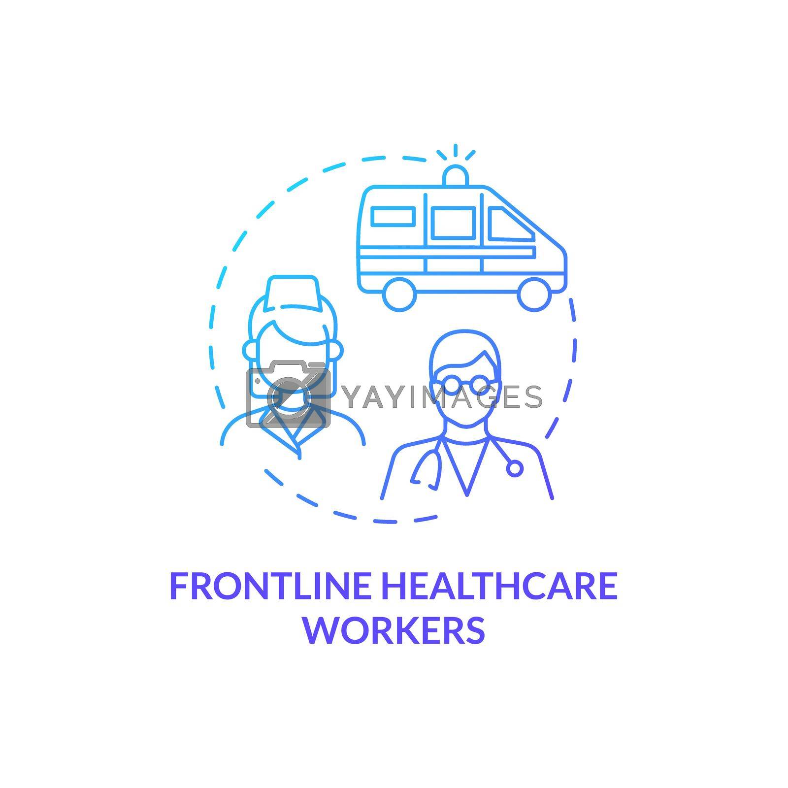 Frontline healthcare workers concept icon. Covid vaccination priority list. Proffesional hospital medical staff. Clinic idea thin line illustration. Vector isolated outline RGB color drawing