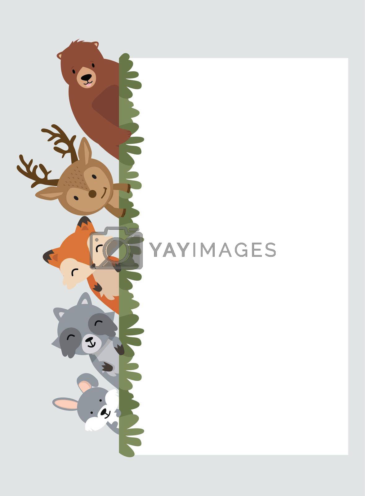 Set of woodland animals style background eps10