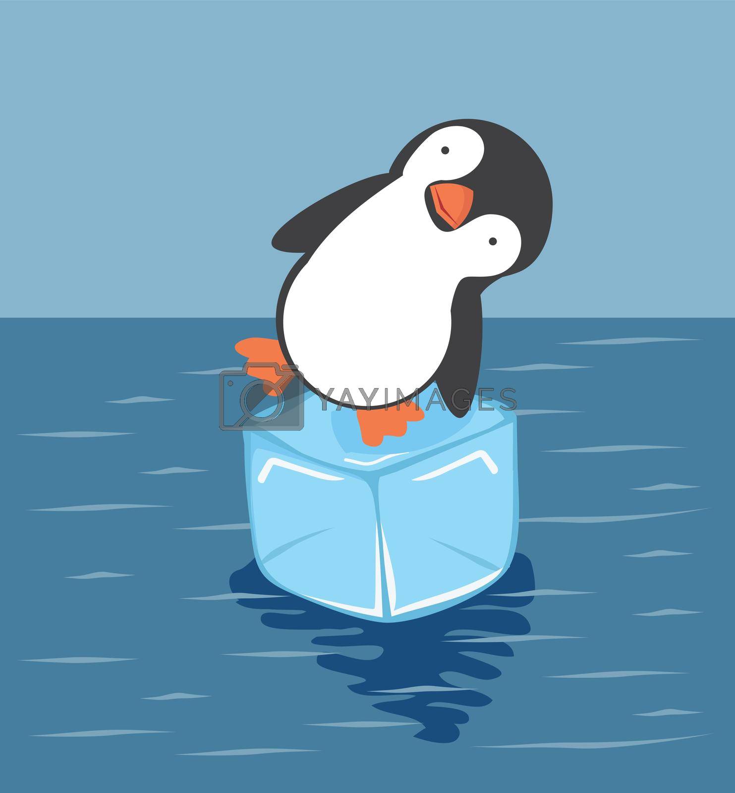 Royalty free image of Cute penguin on  ice cube vector by focus_bell