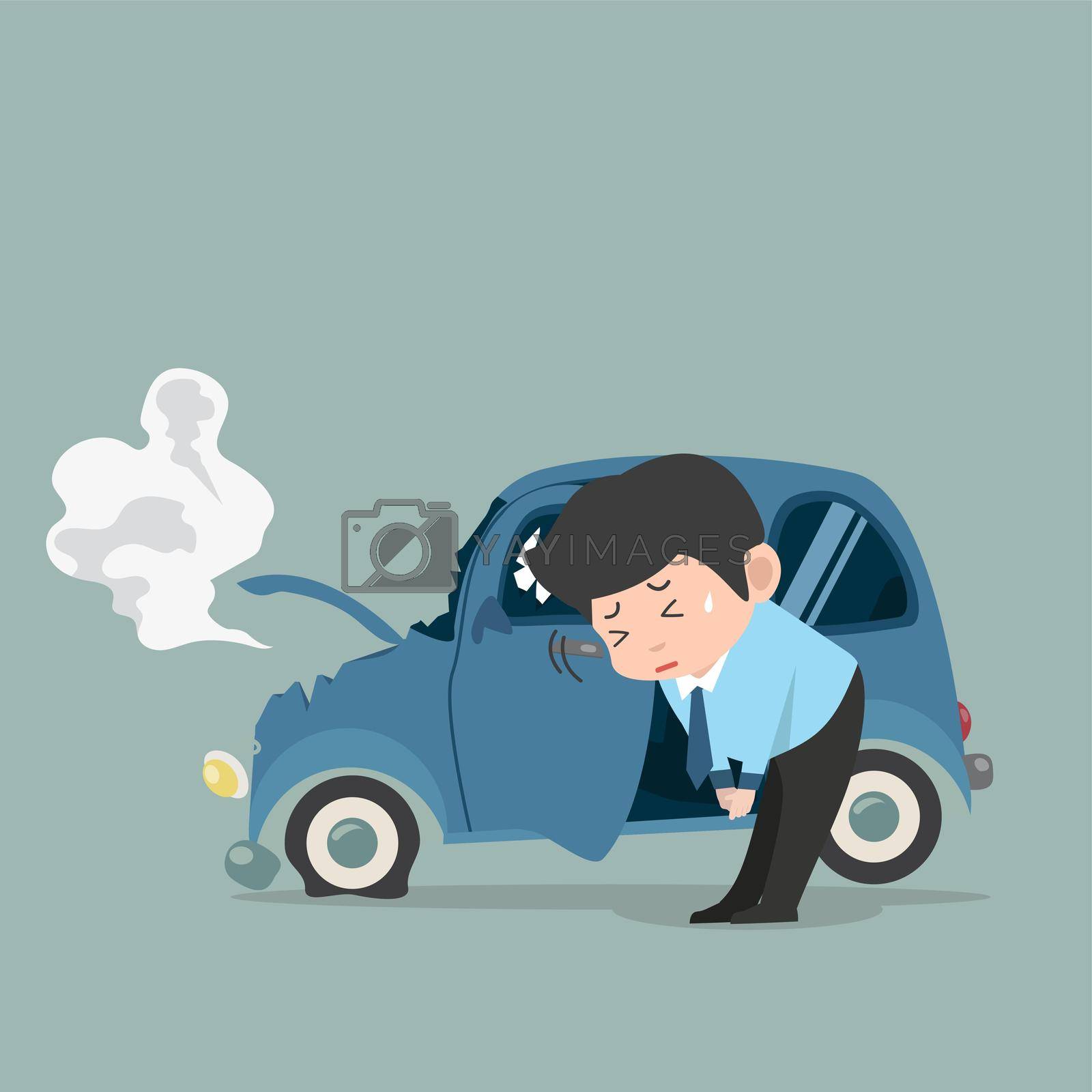 Royalty free image of Businessman sorry with Car accident  by focus_bell