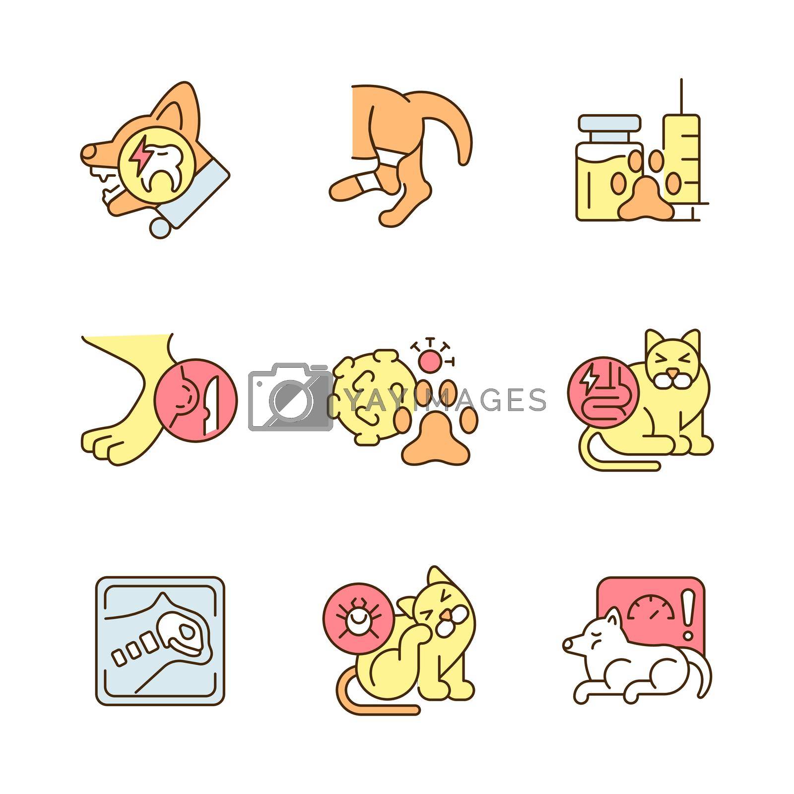 Royalty free image of Pet physical injuries RGB color icons set by bsd