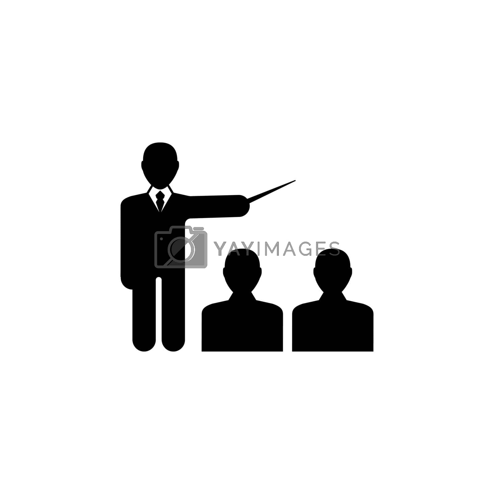 Education Teacher and Students. Flat Vector Icon illustration. Simple black symbol on white background. Education Teacher and Students sign design template for web and mobile UI element
