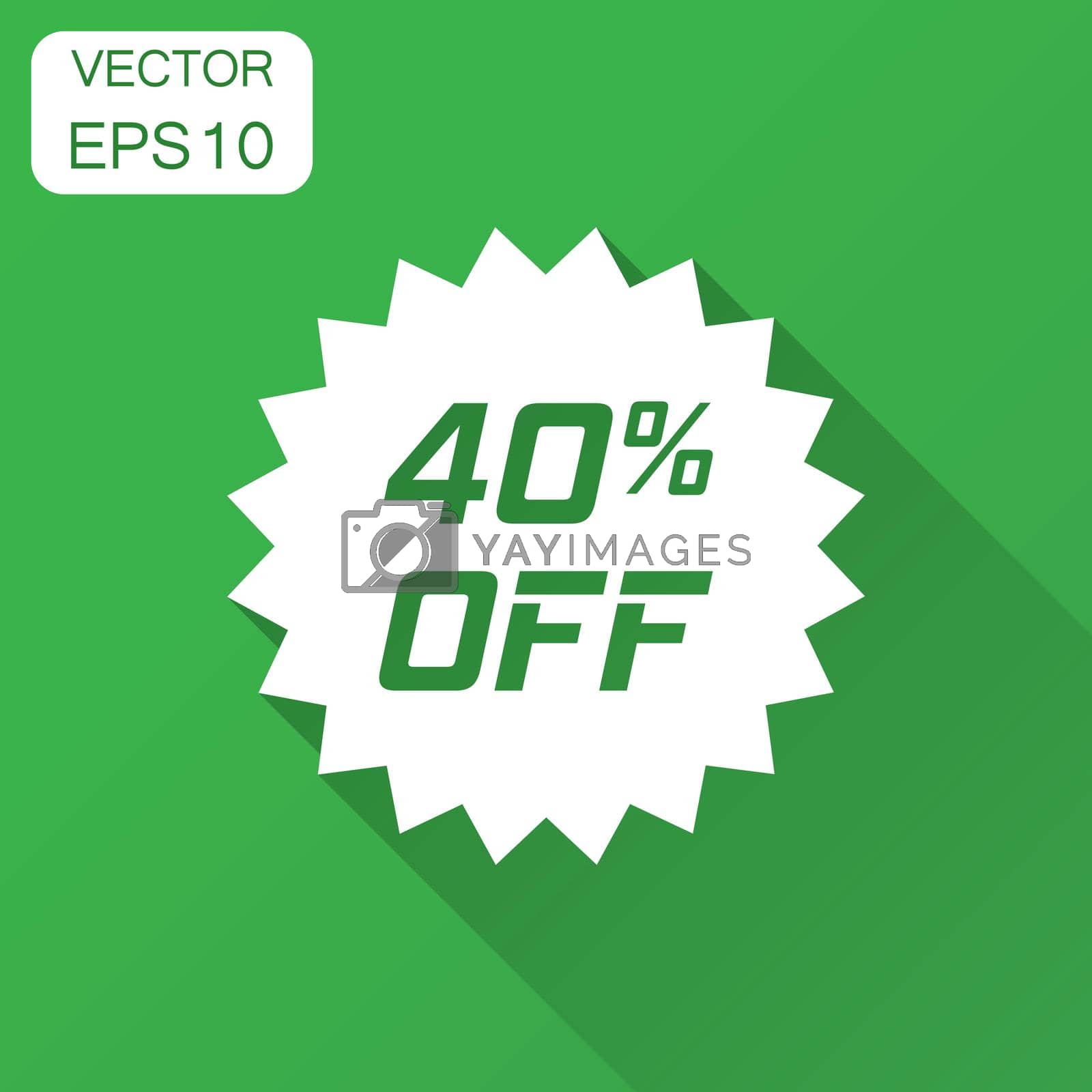 Royalty free image of Discount sticker vector icon in flat style. Sale tag sign illustration with long shadow. Promotion 40 percent discount concept. by LysenkoA