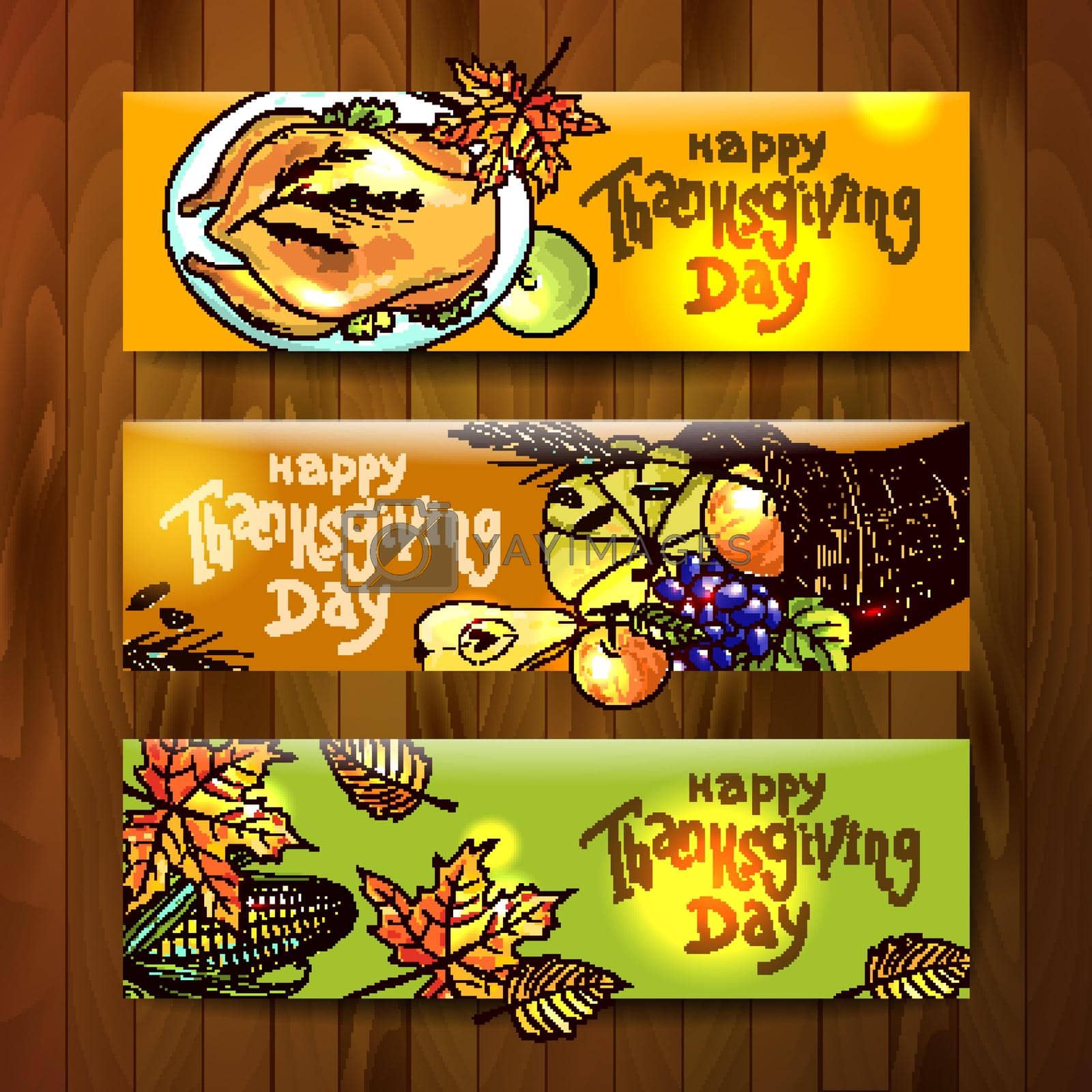 Beautiful vector hand drawn banners thanksgiving food