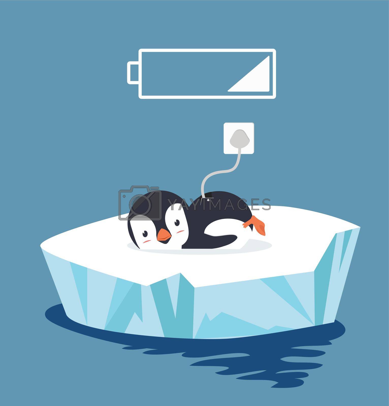 Royalty free image of penguin  tired with battery by focus_bell