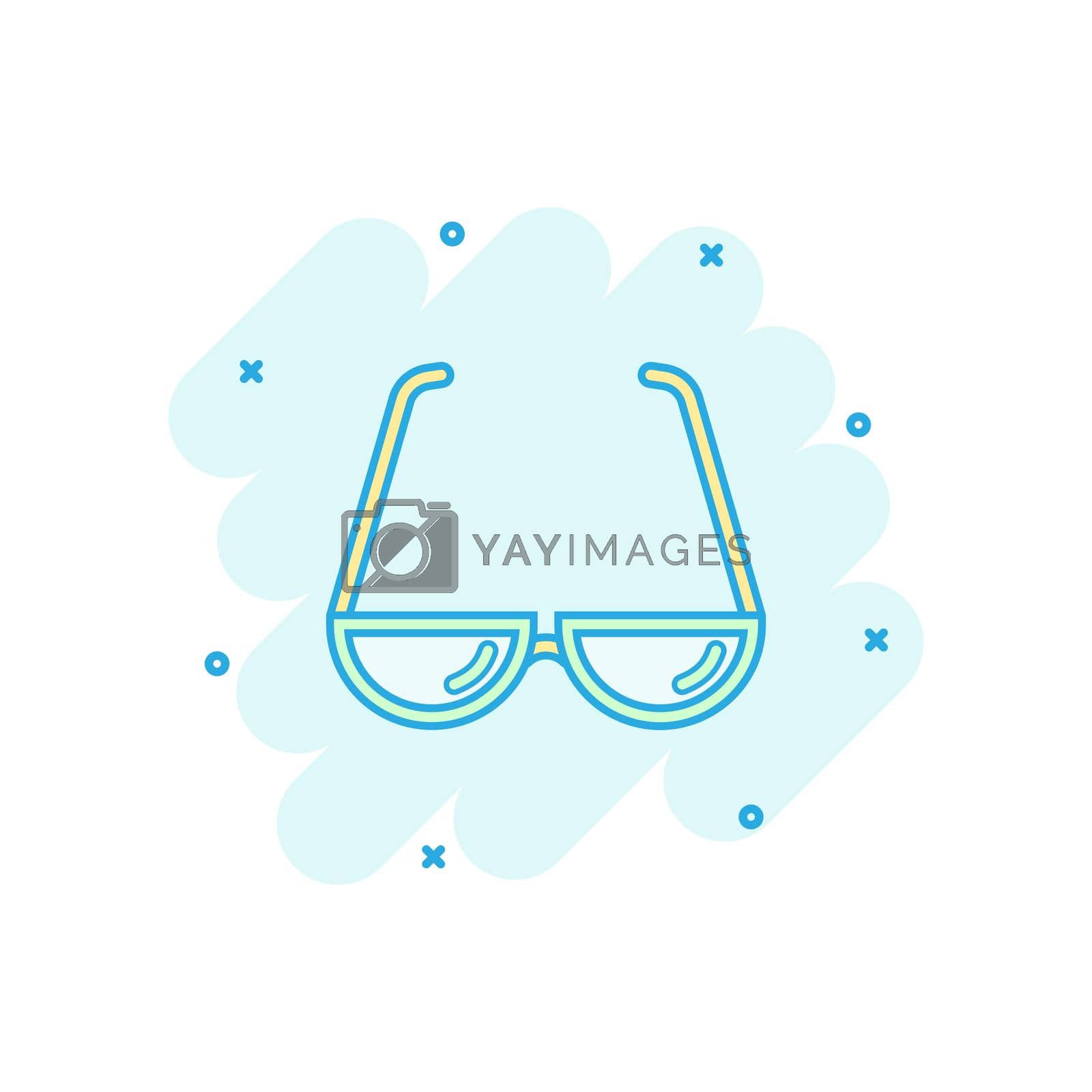 Royalty free image of Vector cartoon sunglasses icon in comic style. Eyewear sign illustration pictogram. Sunglasses business splash effect concept. by LysenkoA