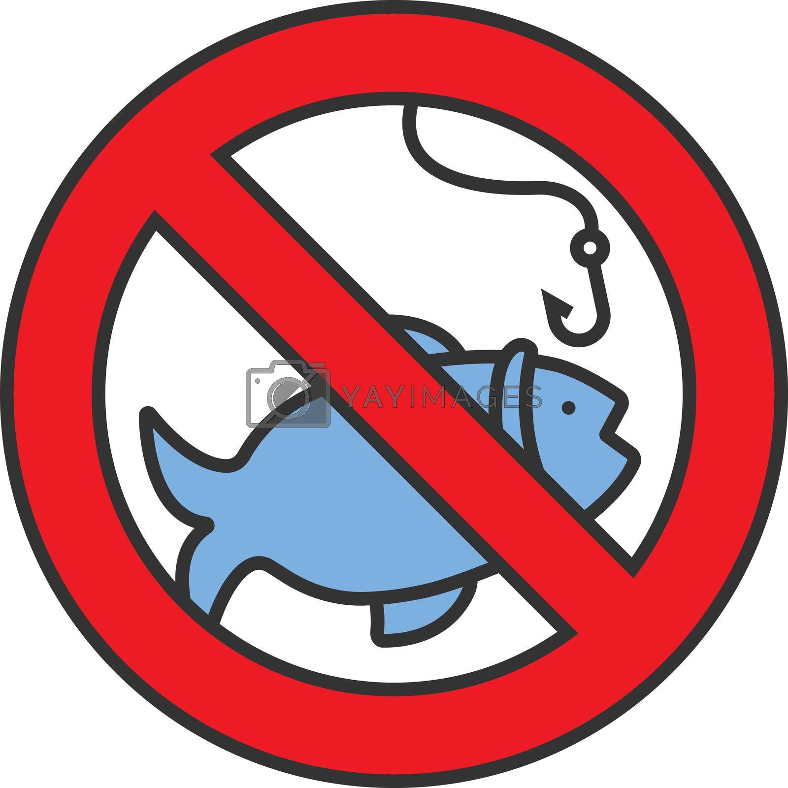 Royalty free image of Forbidden sign with fish color icon by bsd