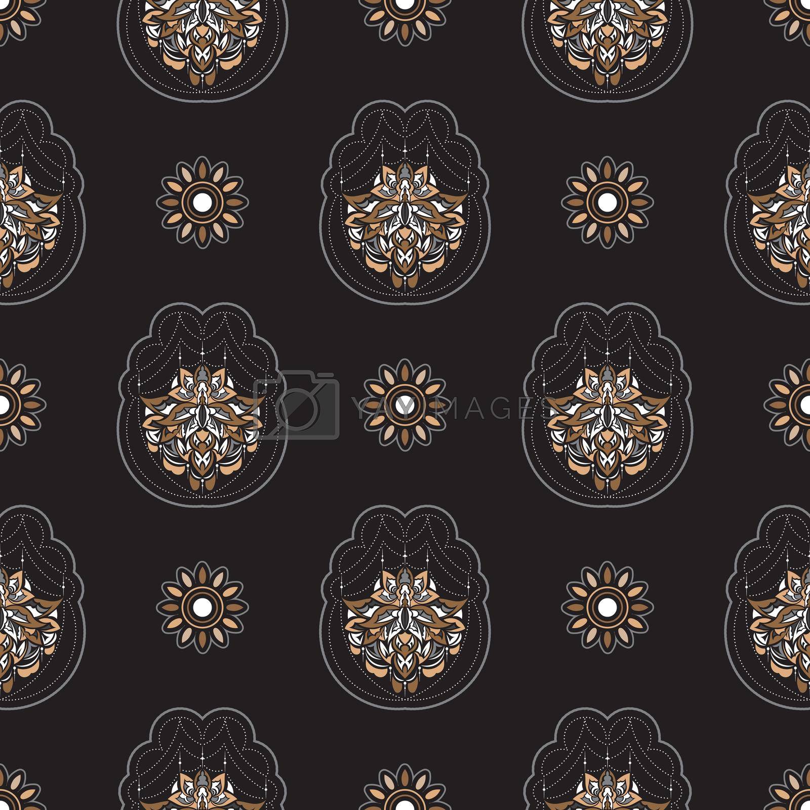 Dark lotus seamless pattern. Good for backgrounds and prints. Vector illustration.