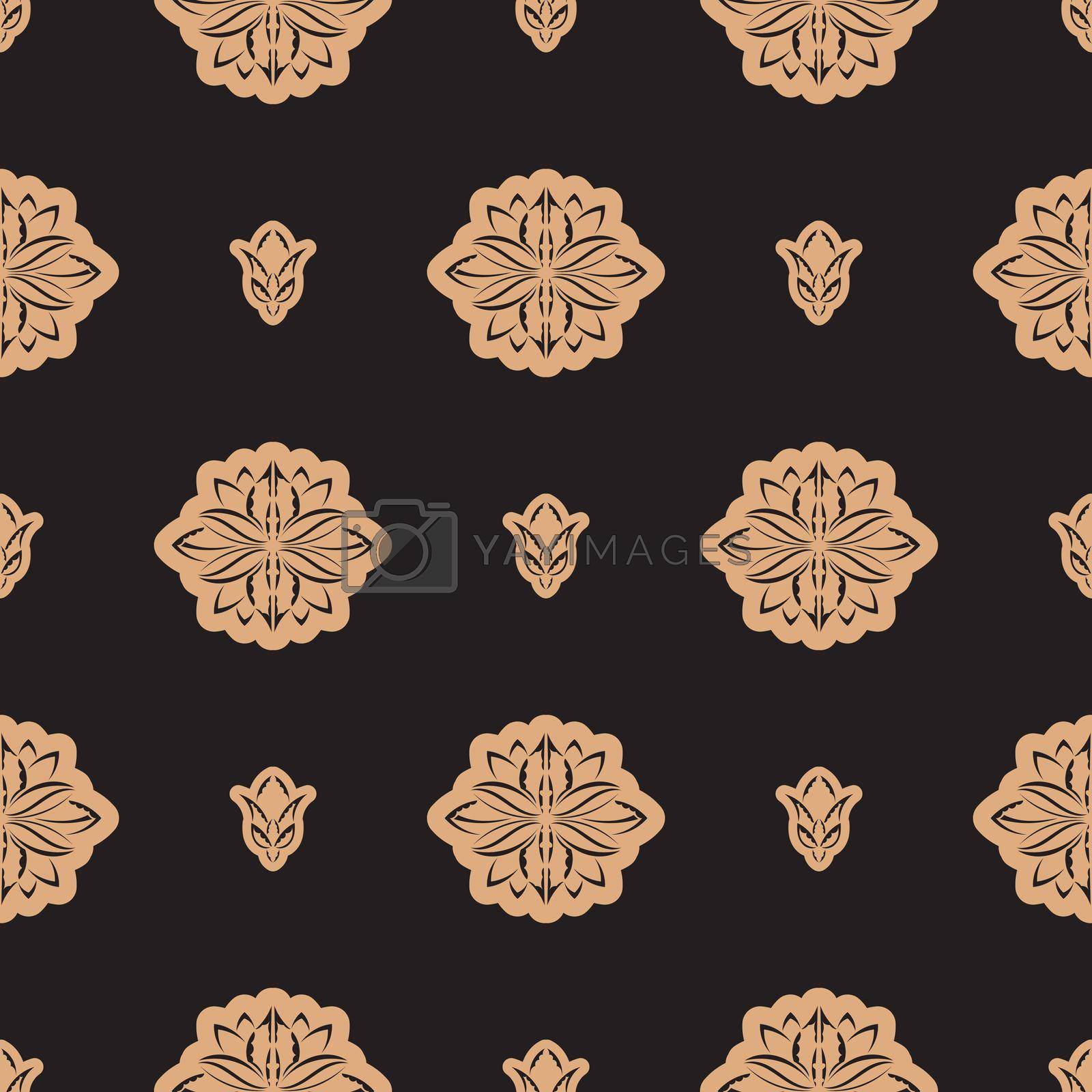 Dark solid color Seamless pattern with lotuses in Simple style. Good for backgrounds and prints. Vector illustration.