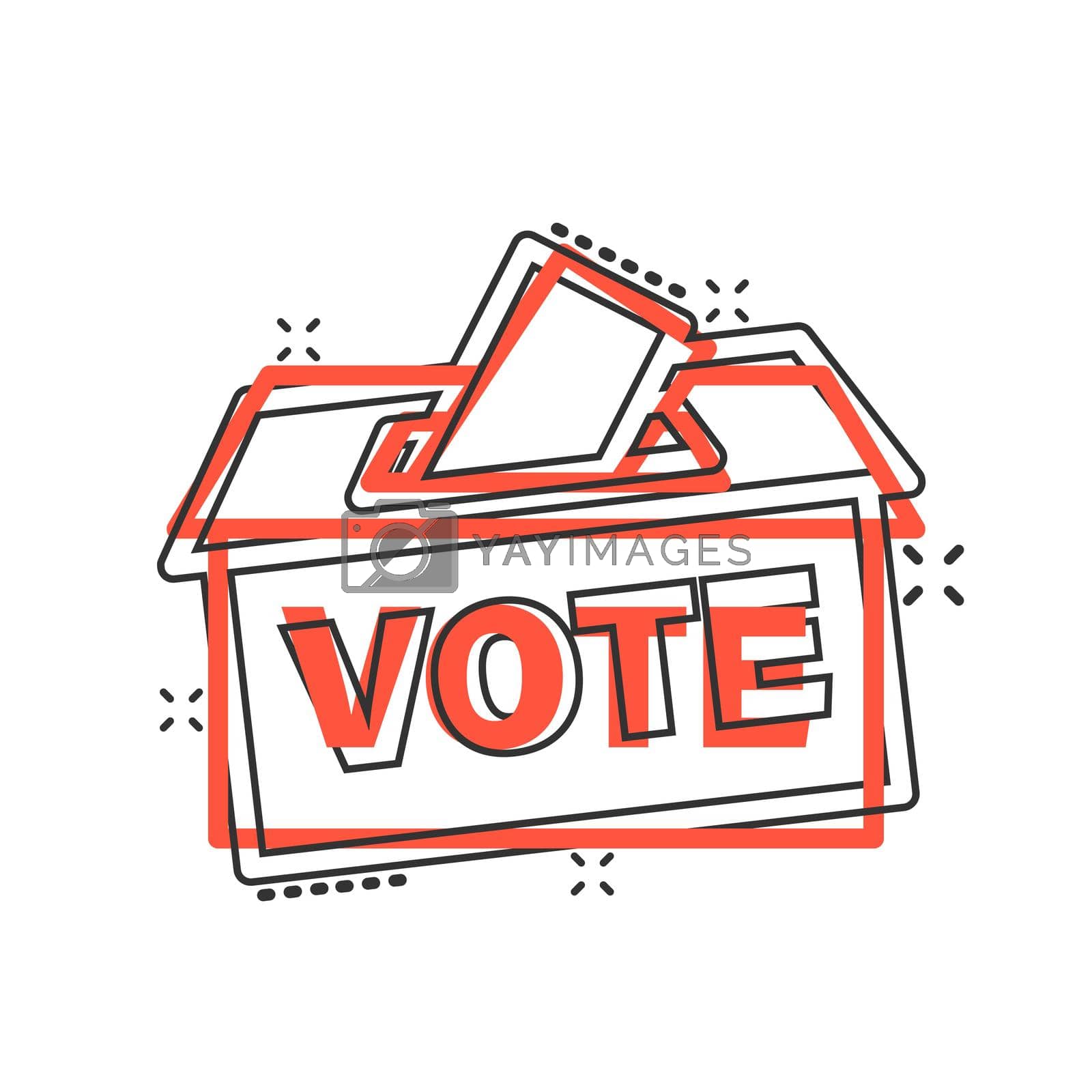 Royalty free image of Election voter box icon in comic style. Ballot suggestion vector cartoon illustration pictogram splash effect. by LysenkoA