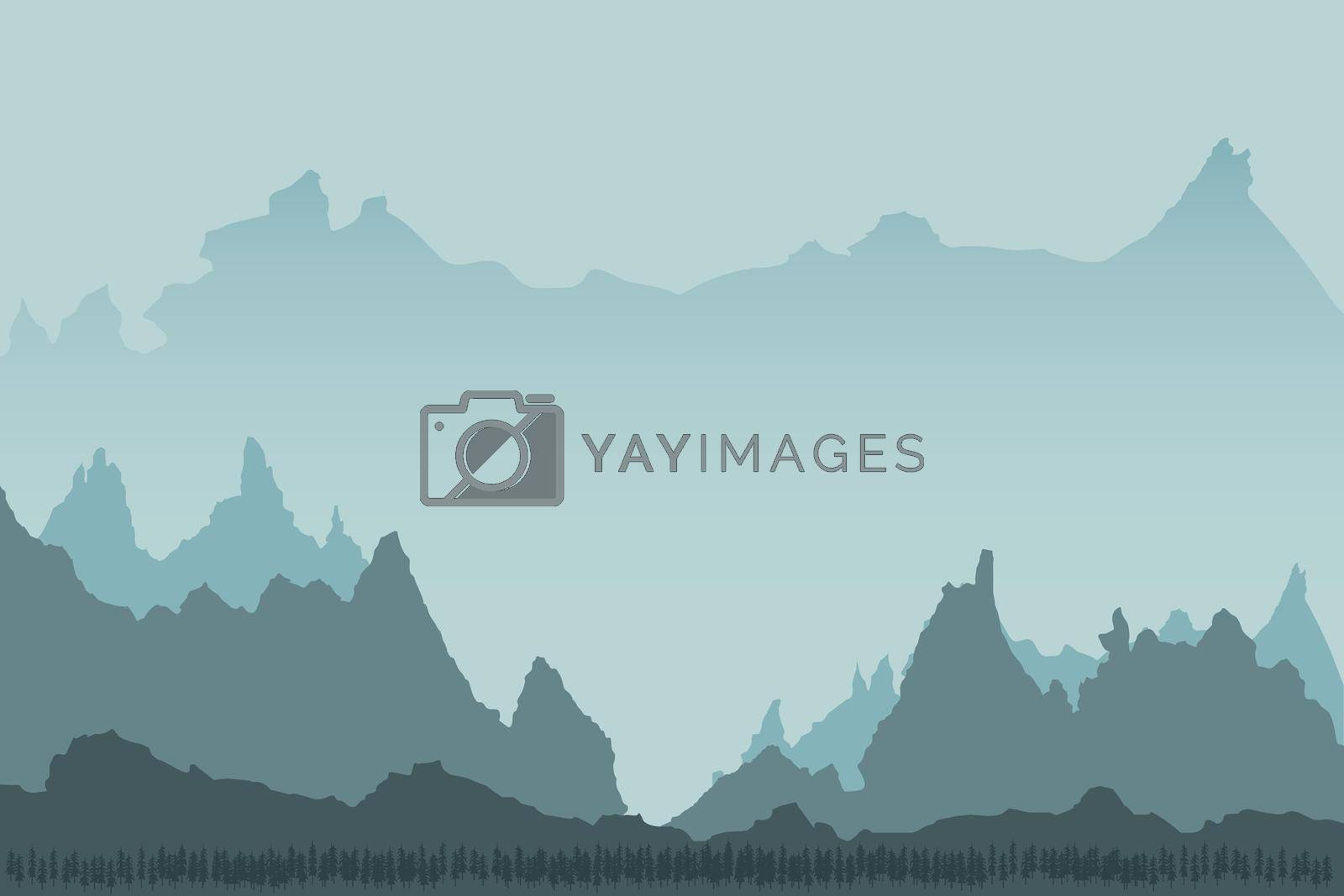 Landscape background of mountains with forest