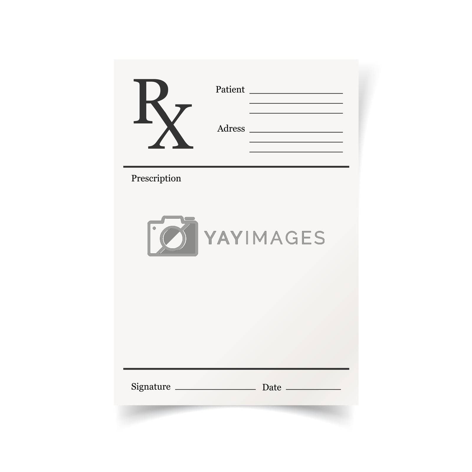 Royalty free image of Realistic prescription icon in flat style. Rx document vector illustration on white isolated background. Paper business concept. by LysenkoA