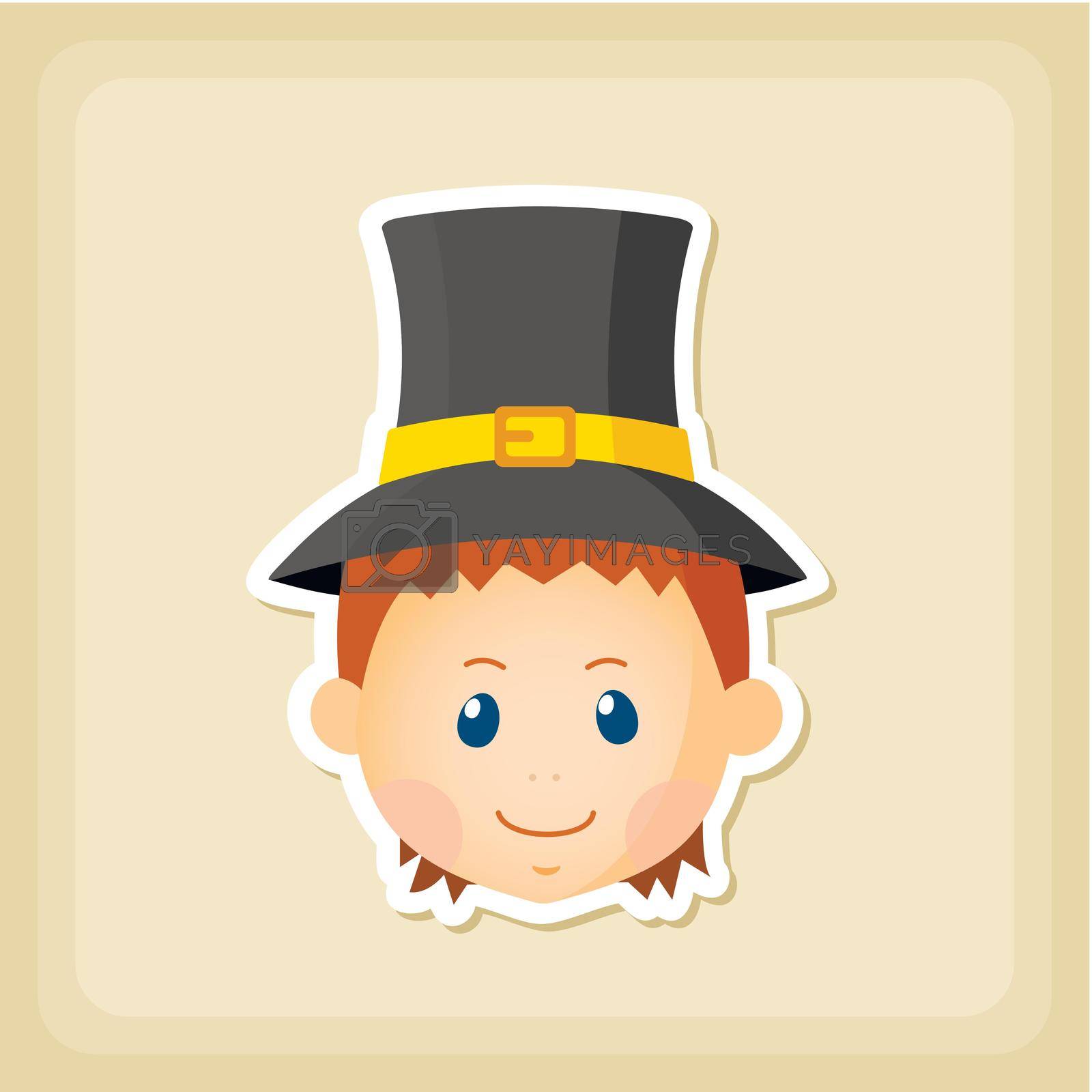 Royalty free image of American Pilgrim children icon, Thanksgiving day by nosik