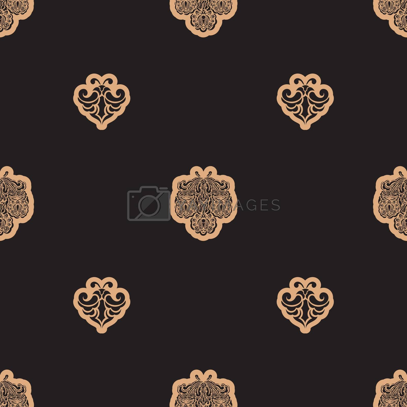 Seamless dark pattern with monograms in the Baroque style. Good for backgrounds and prints. Vector illustration.