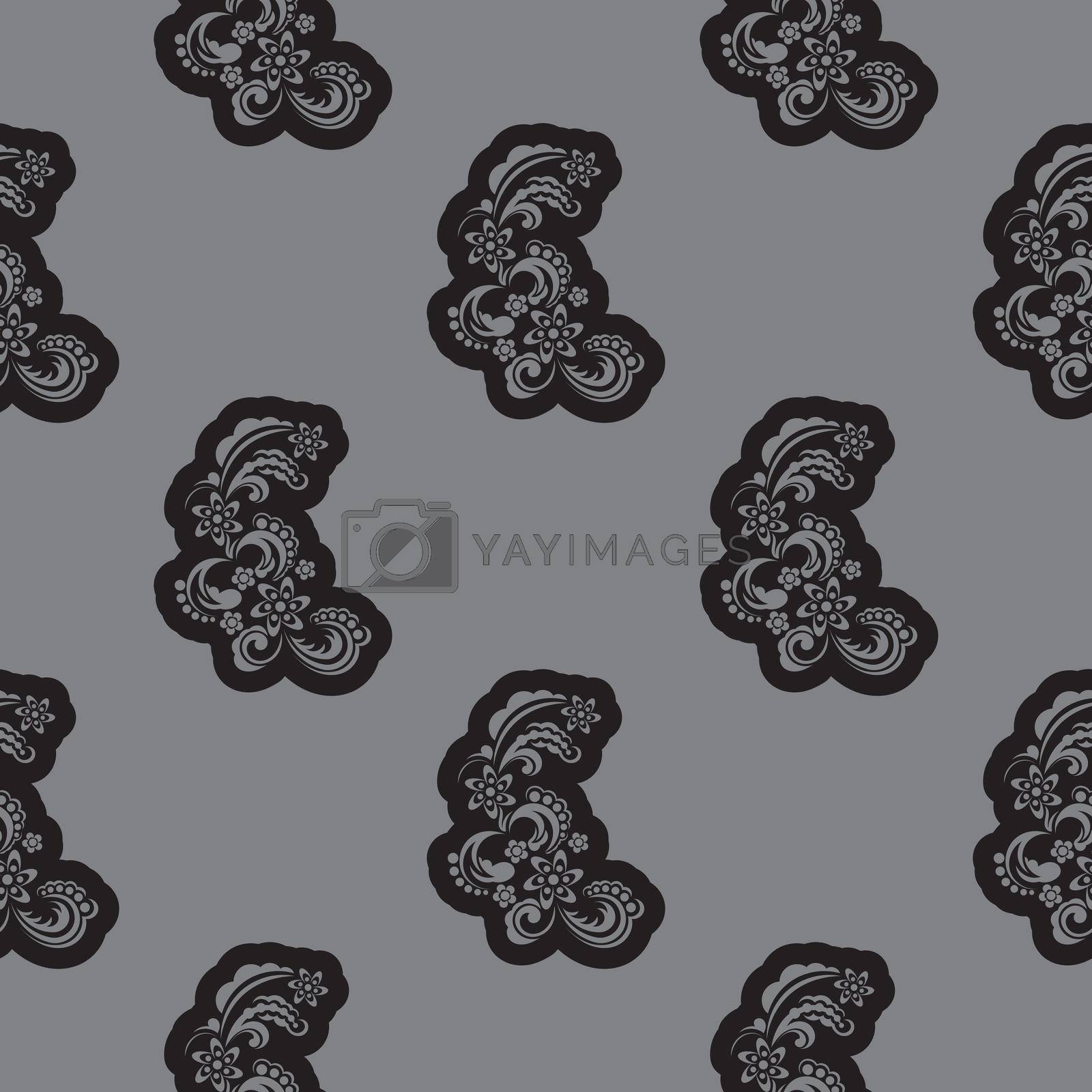 Seamless gray pattern with monograms in the Baroque style. Good for backgrounds and prints. Vector illustration.