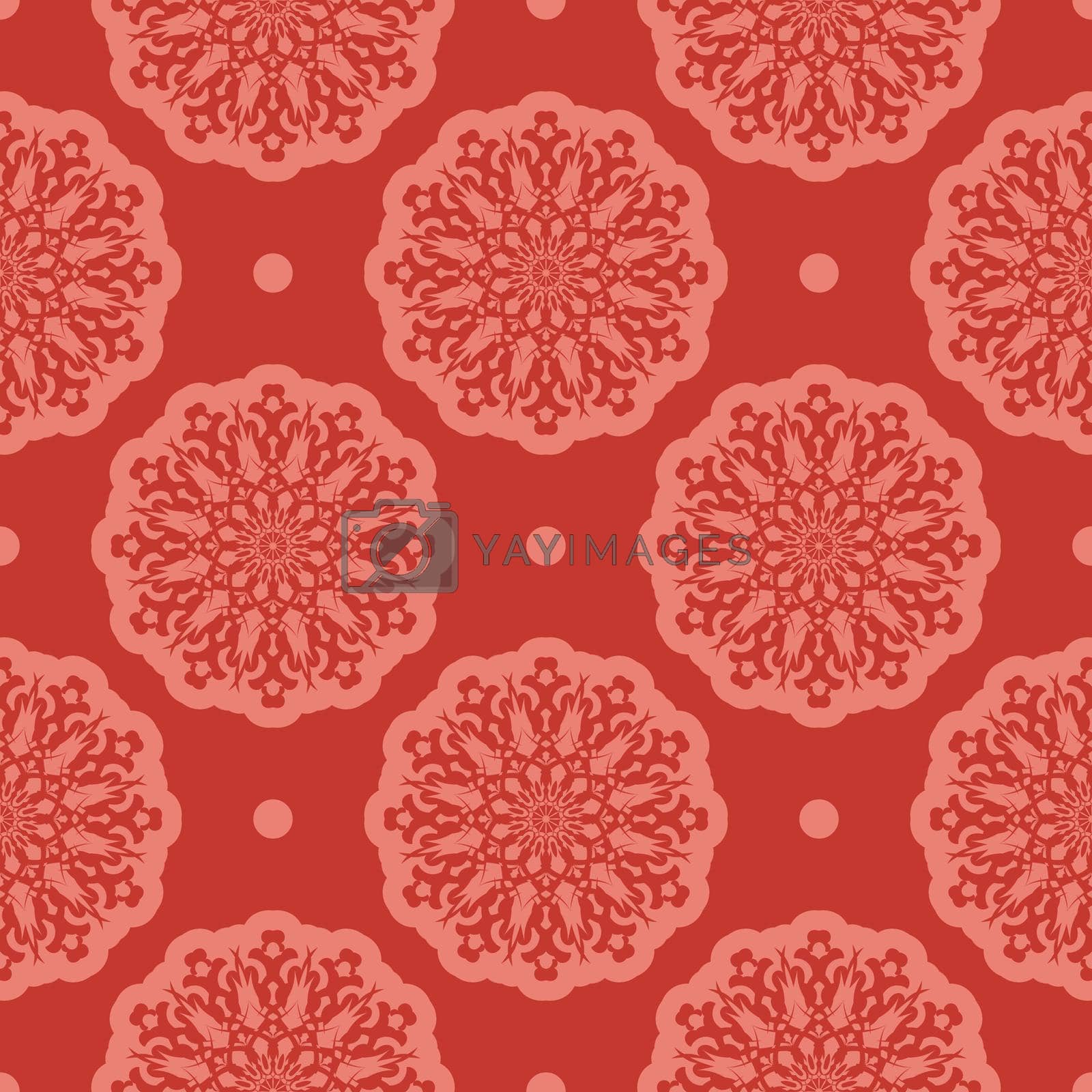 Red Christmas seamless pattern with ornament. Good for clothing, textiles, backgrounds and prints. Vector illustration.