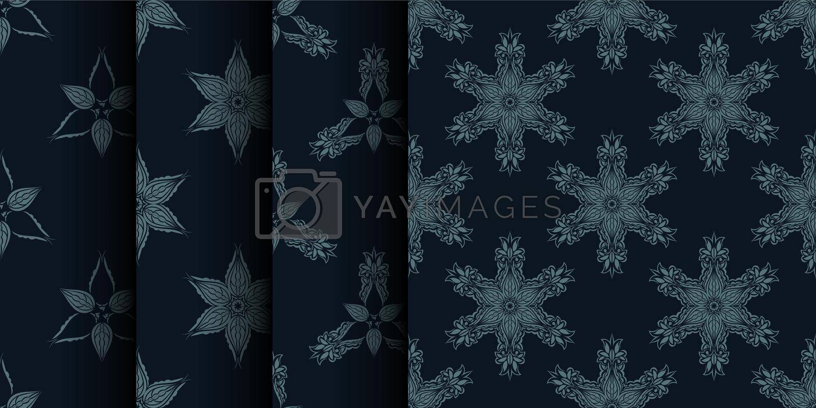 SET Seamless pattern of winter snowflakes. Good for backgrounds and prints. Vector illustration.