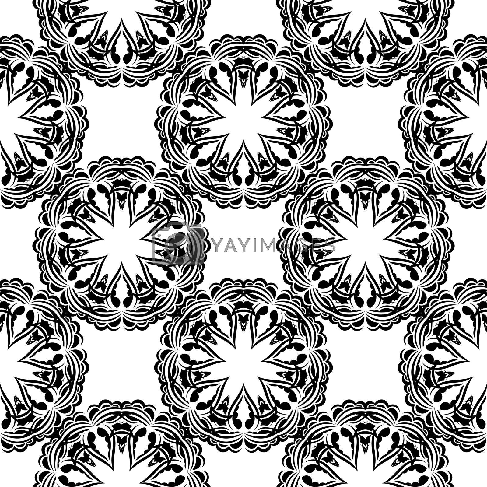 Black and white seamless pattern with luxury, vintage, decorative ornaments. Good for clothing, textiles, backgrounds and prints. Vector illustration.