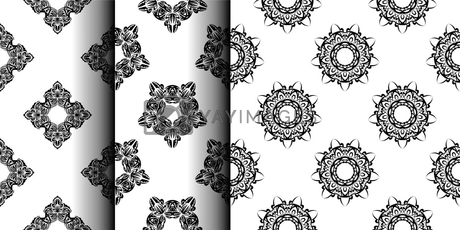 Set Seamless pattern with monograms in the Baroque style. Good for backgrounds and prints.