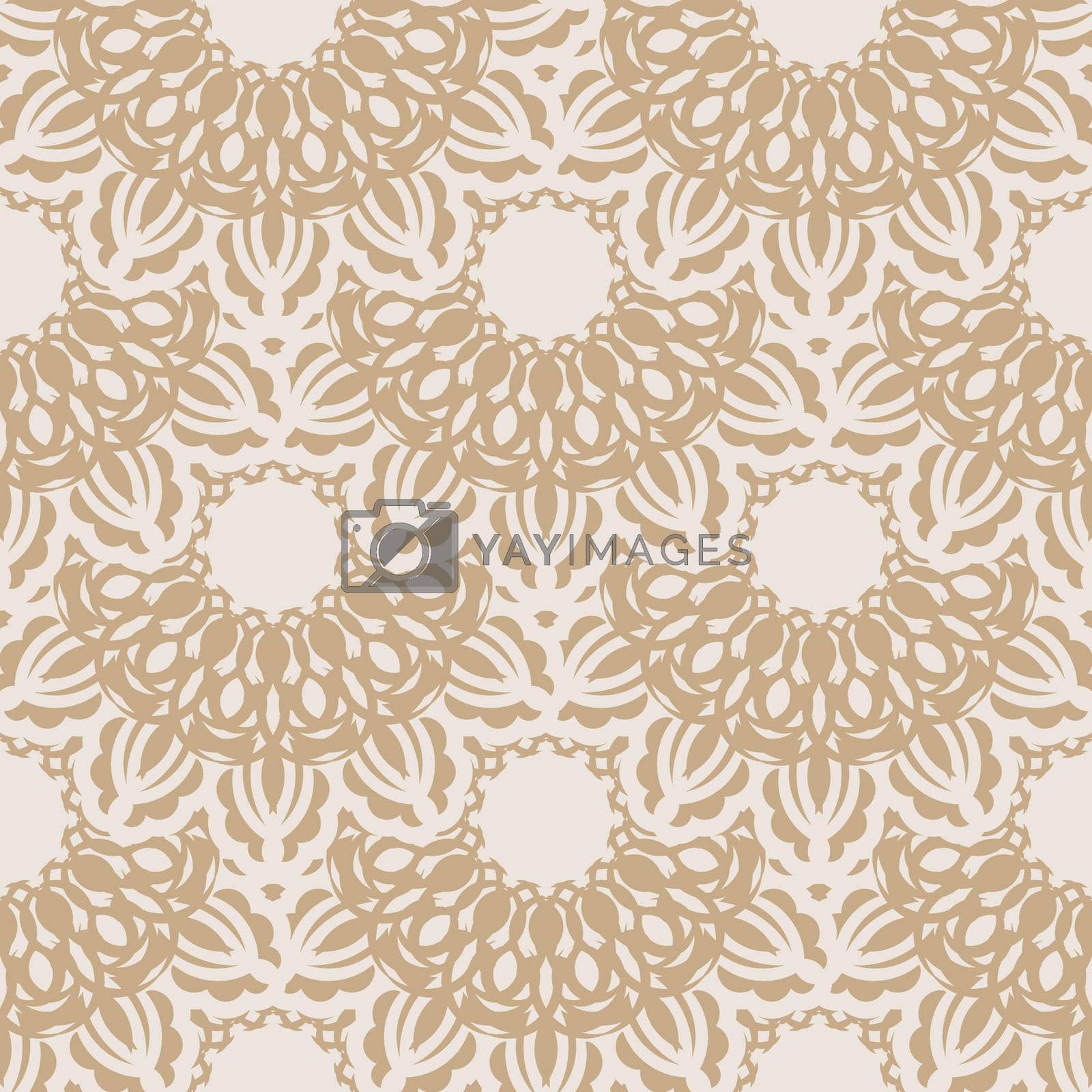 Beige seamless pattern with decorative ornaments. Good for clothing, textiles, backgrounds and prints. Vector illustration.