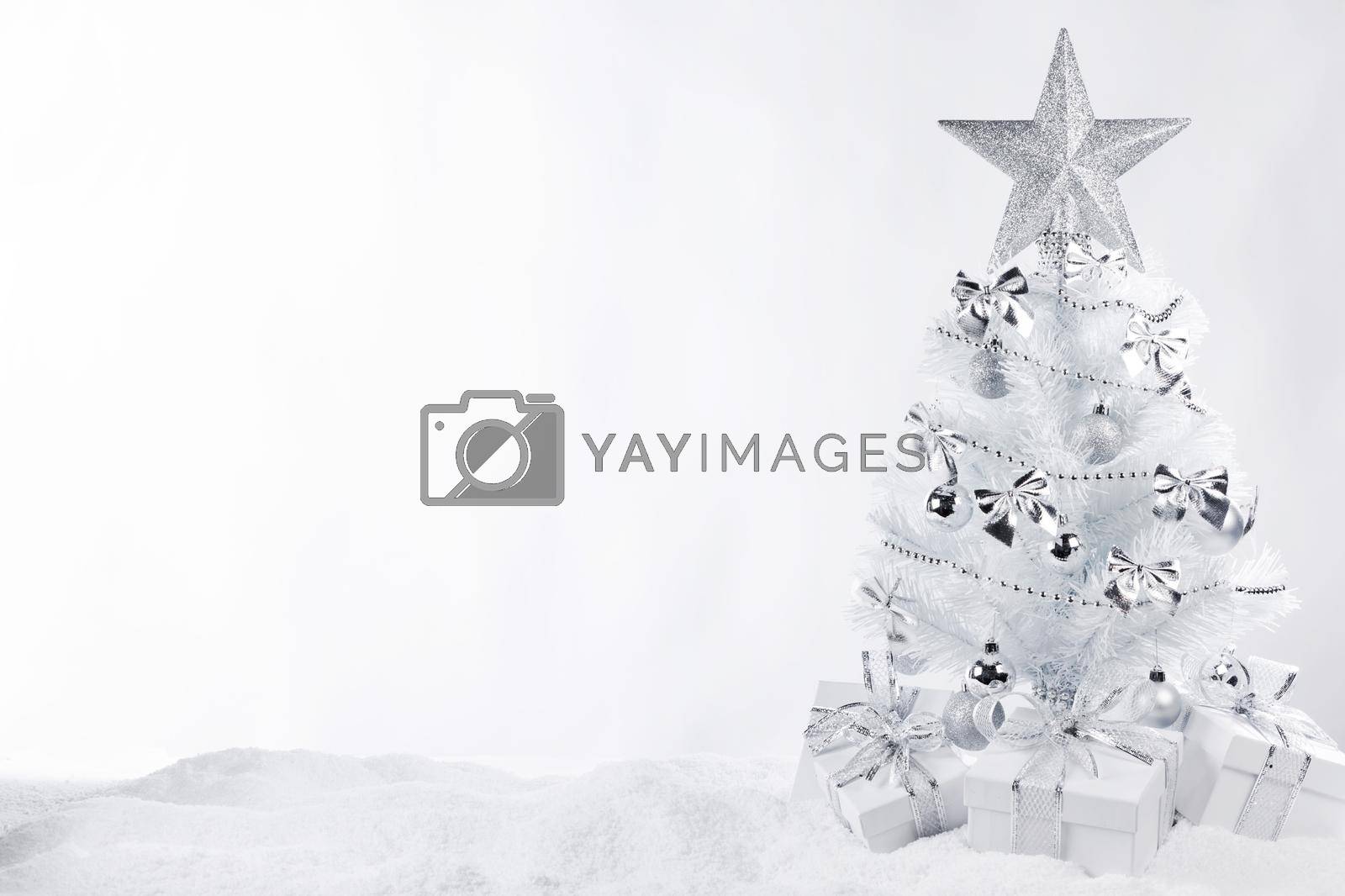 Royalty free image of White ornate Christmas tree by Yellowj