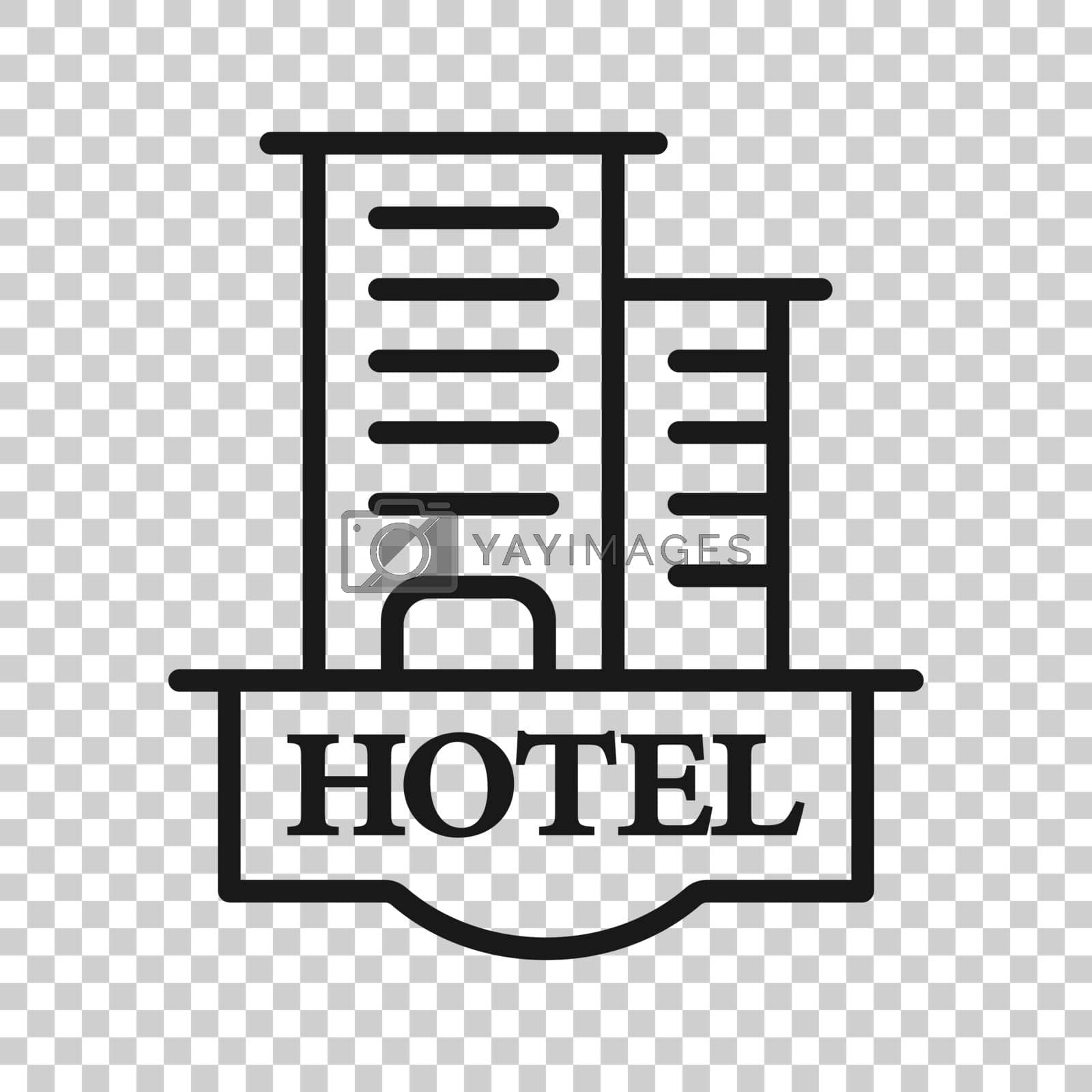 Royalty free image of Hotel sign icon in flat style. Inn building vector illustration on white isolated background. Hostel room business concept. by LysenkoA