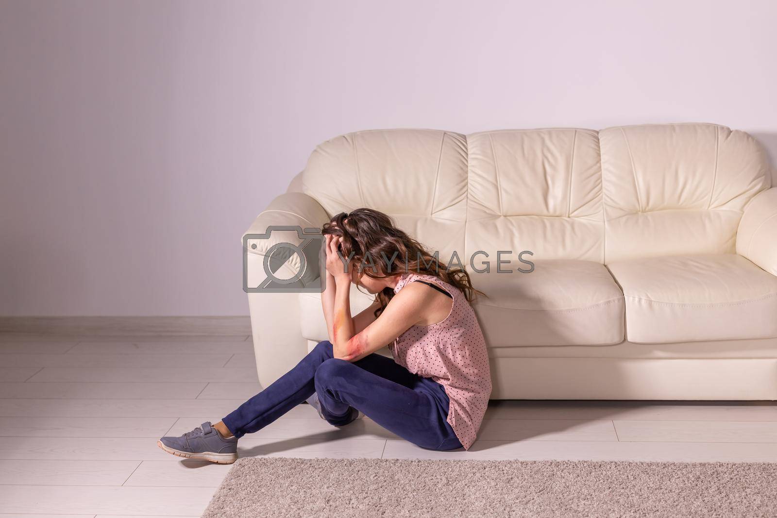 Royalty free image of Victim, abuse and domestic violence - Woman crying, suffering domestic violence by Satura86