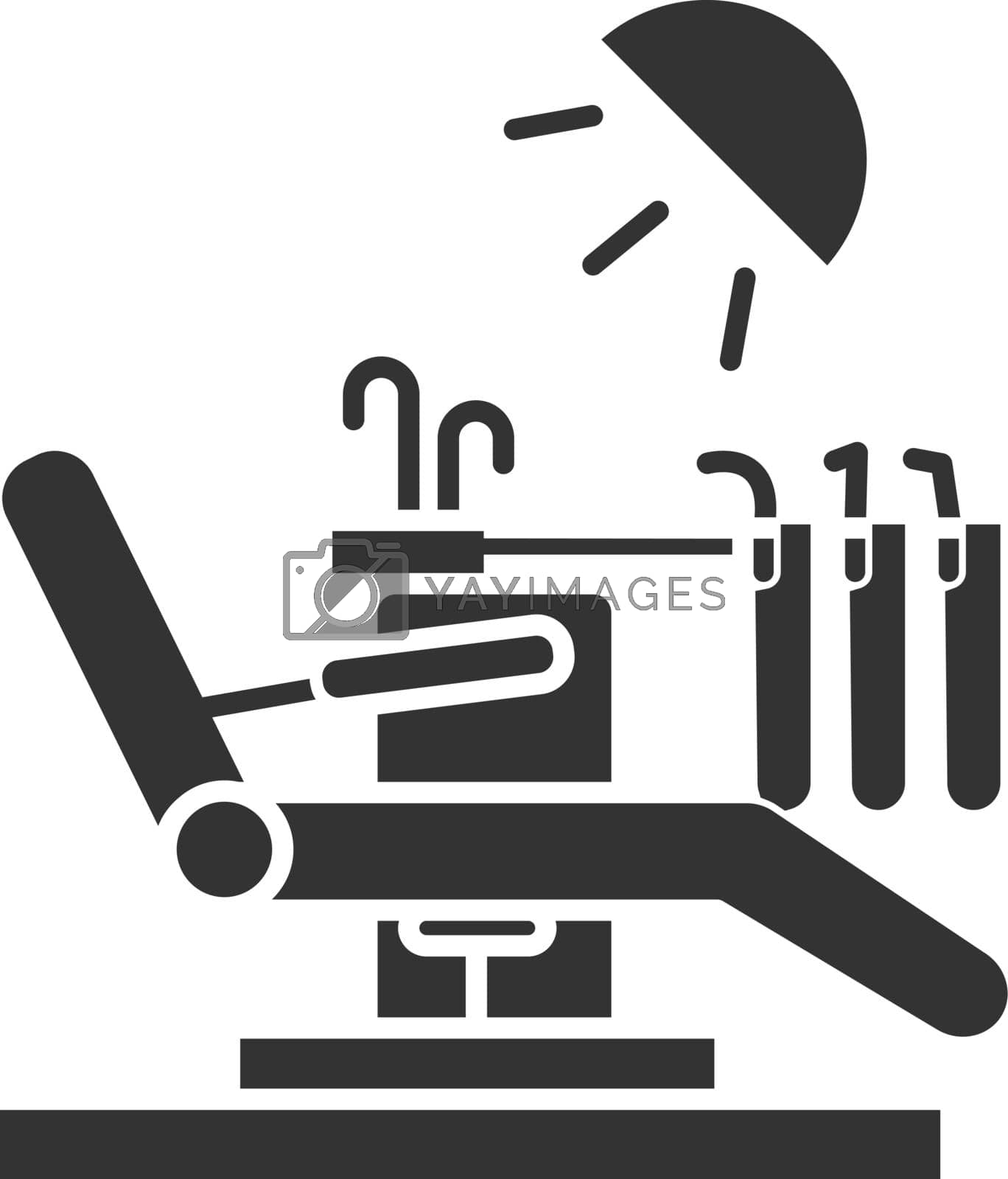 Dental chair glyph icon. Silhouette symbol. Negative space. Vector isolated illustration