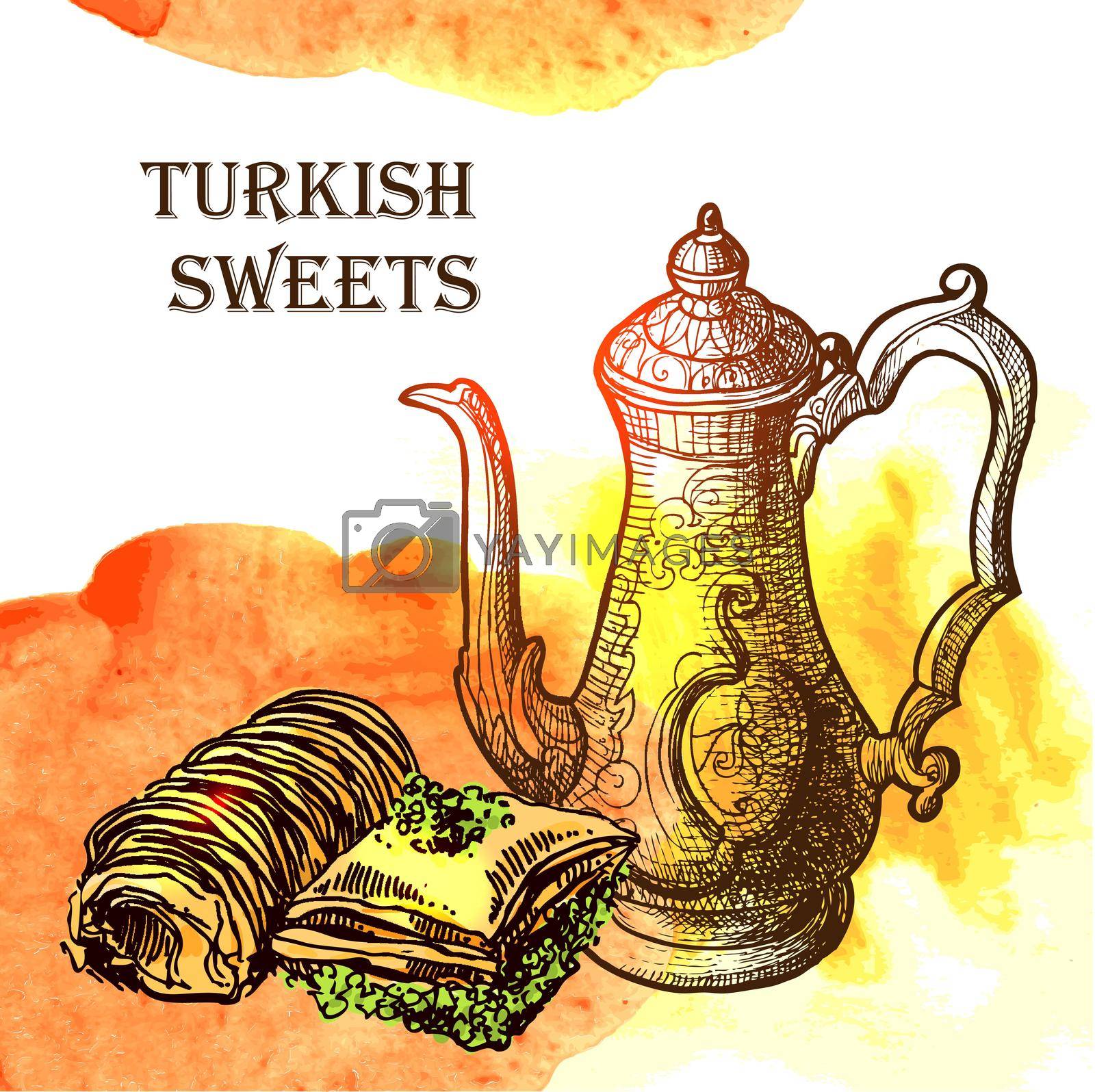 Royalty free image of Oriental sweets illustration. by steshnikova