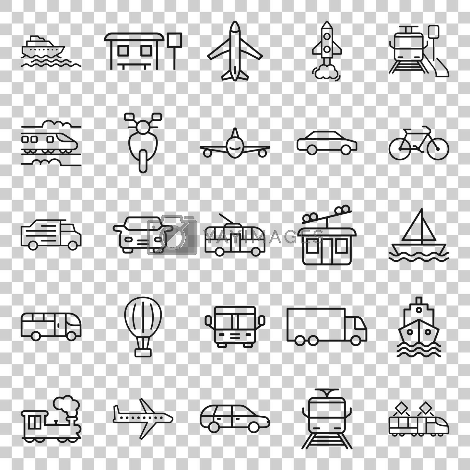 Transport icon set in flat style. Car vector collection illustration on white isolated background. Shipping transportation business concept.