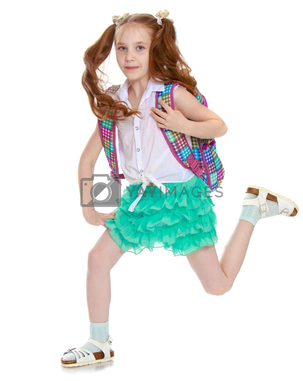 Royalty free image of Girl with the school portfolio by kolesnikov_studio
