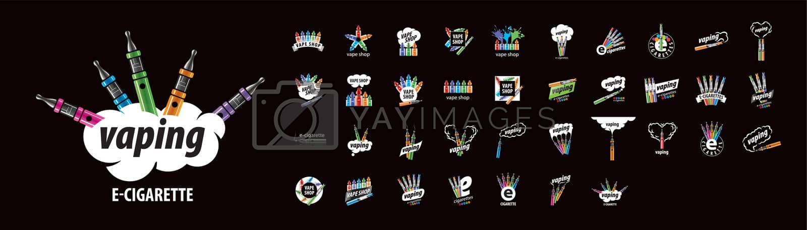 Royalty free image of A set of vector logos of Electronic Cigarettes on a black background by butenkow