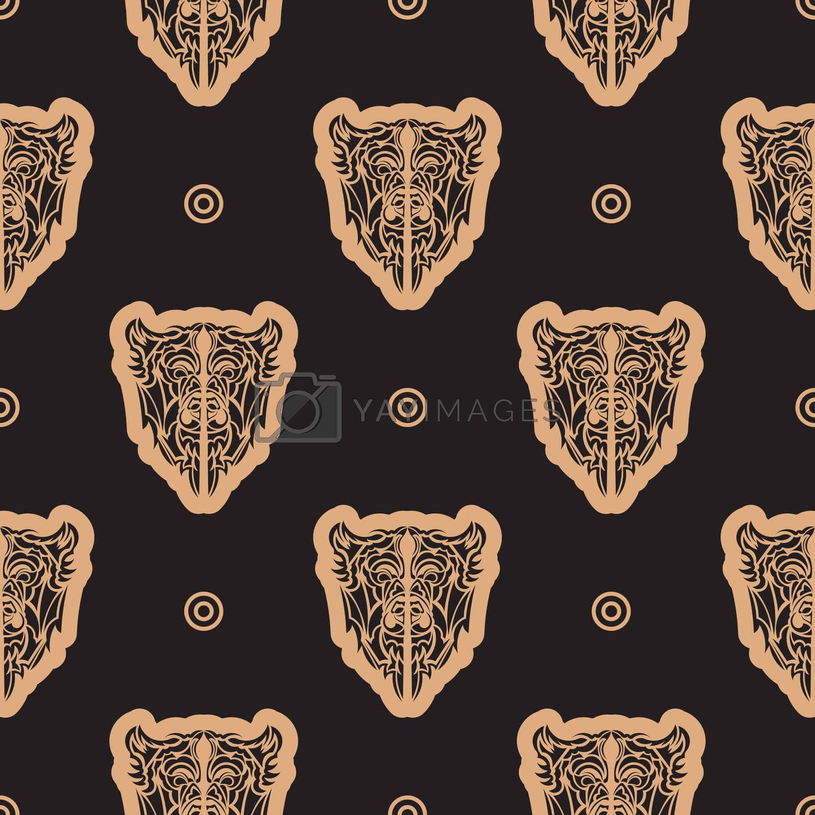 Seamless pattern with a dog's face in simple style. Good for garments, textiles, backgrounds and prints. Vector illustration.