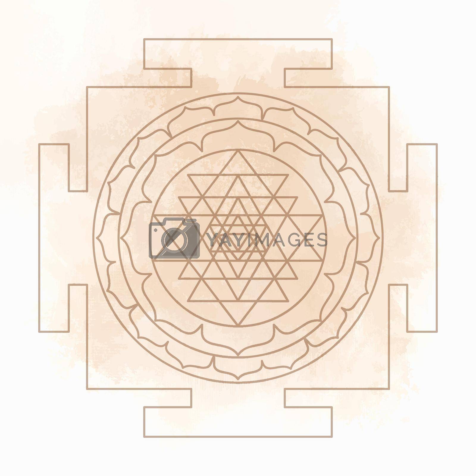 Royalty free image of The Sri Yantra or Sri Chakra, form of mystical diagram, Shri Vidya school of Hindu tantra symbol. Sacred geometry vector design element. Vector illustration. by varka