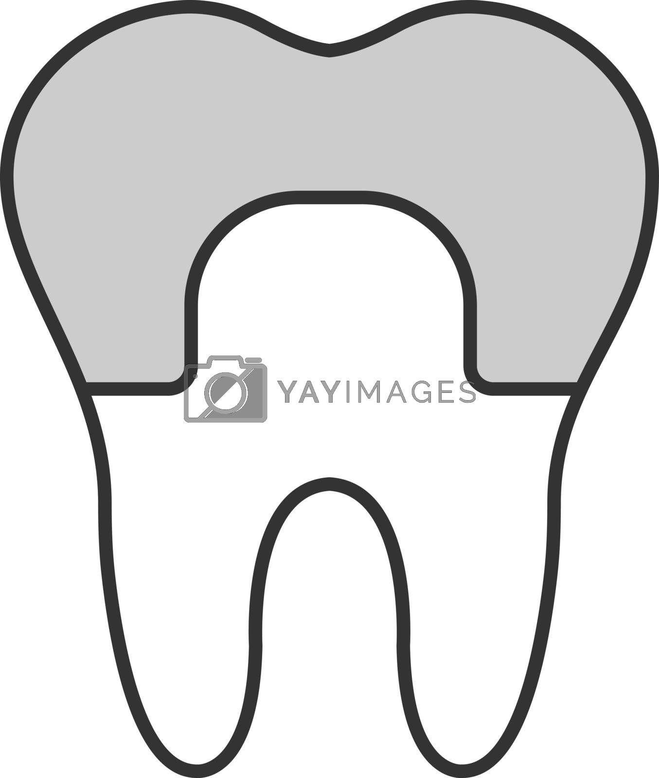Dental crown color icon. Tooth restoration. Isolated vector illustration