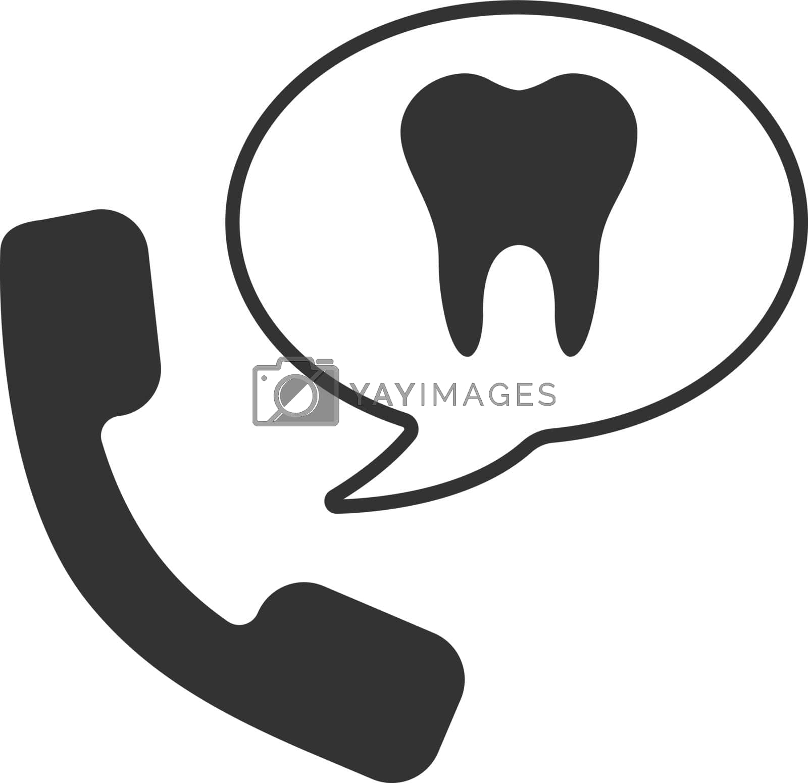 Making appointment with dentist glyph icon. Silhouette symbol. Handset with tooth. Calling to dental clinic. Negative space. Vector isolated illustration