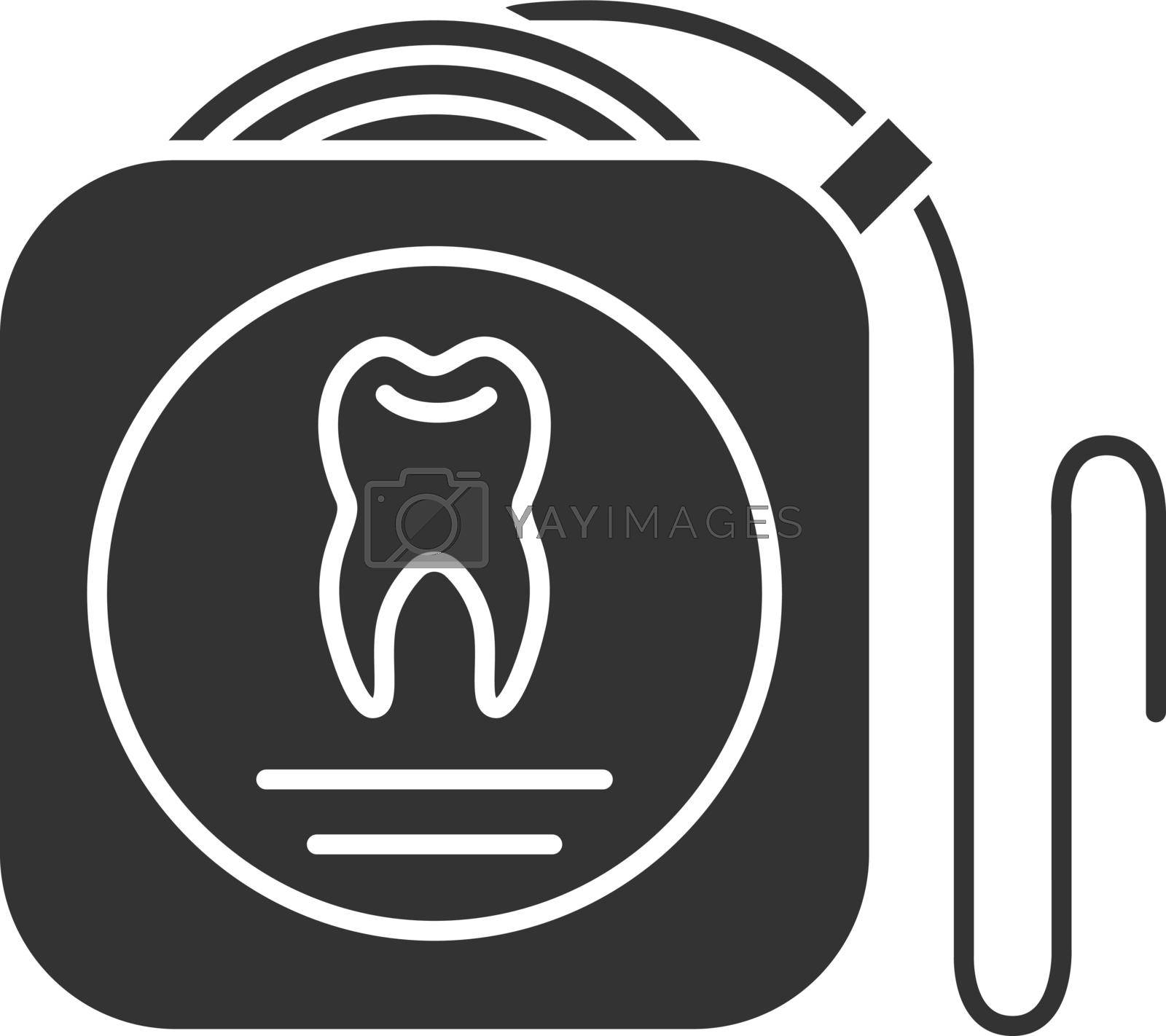 Dental floss glyph icon. Teeth cleaning. Silhouette symbol. Negative space. Vector isolated illustration