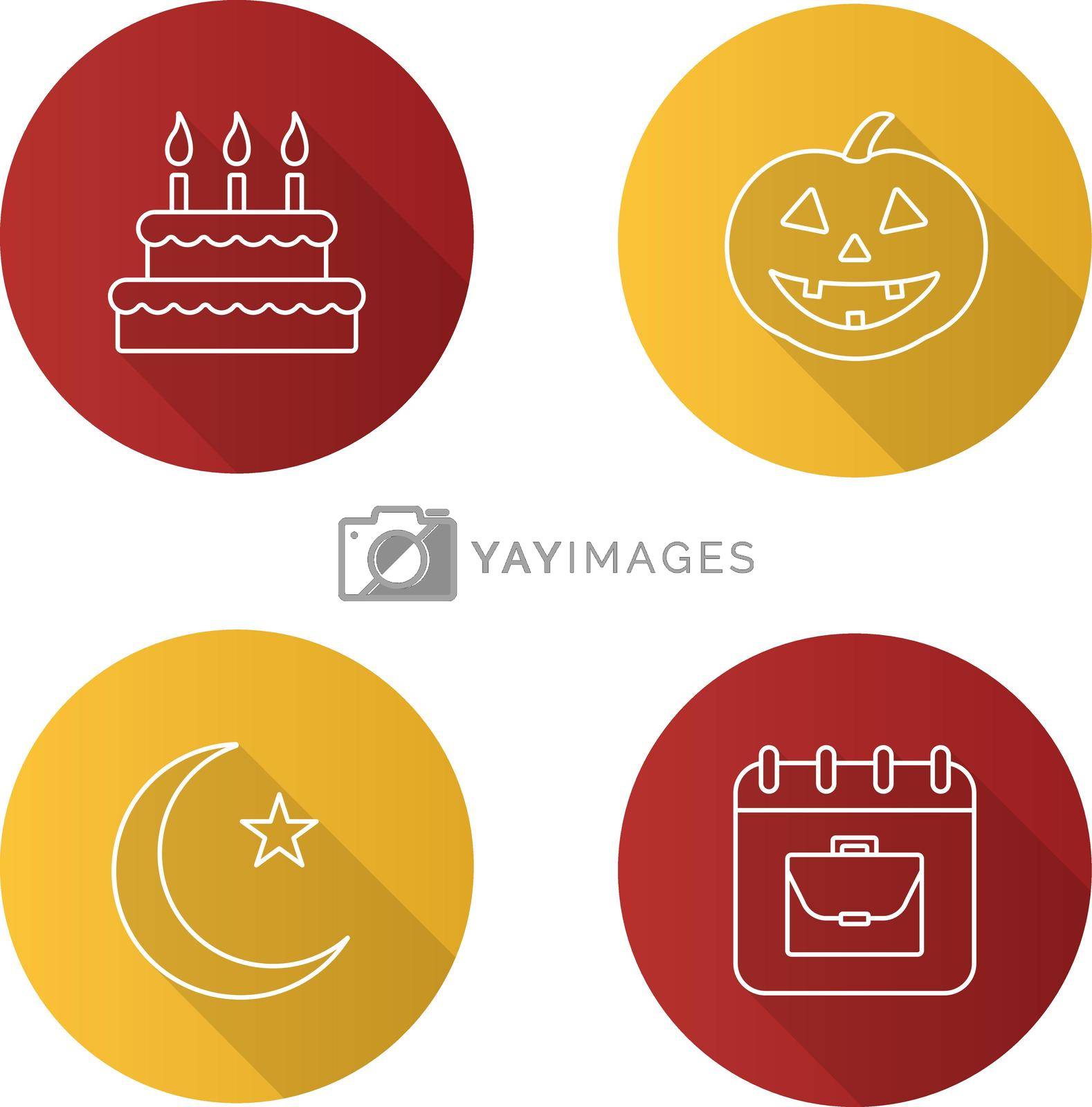 Royalty free image of Holidays flat linear long shadow icons set by bsd