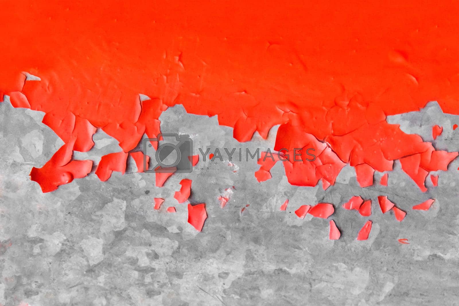 Royalty free image of Old red peeling paint with galvanized iron metal surface texture background, soft focus by AYDO8