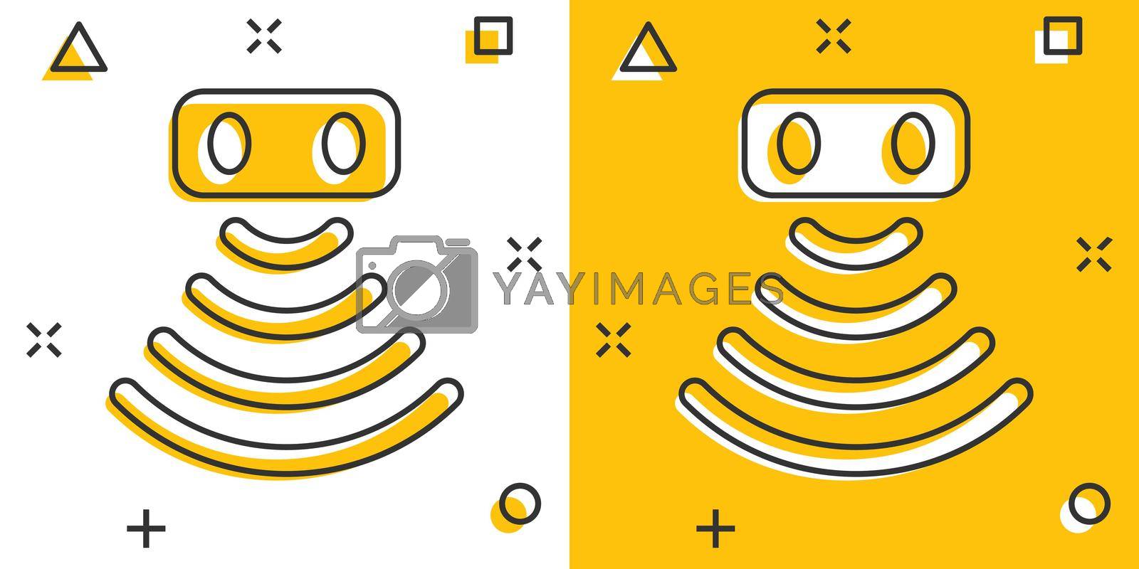 Royalty free image of Motion sensor icon in comic style. Sensor waves vector cartoon illustration pictogram. Security connection business concept splash effect. by LysenkoA
