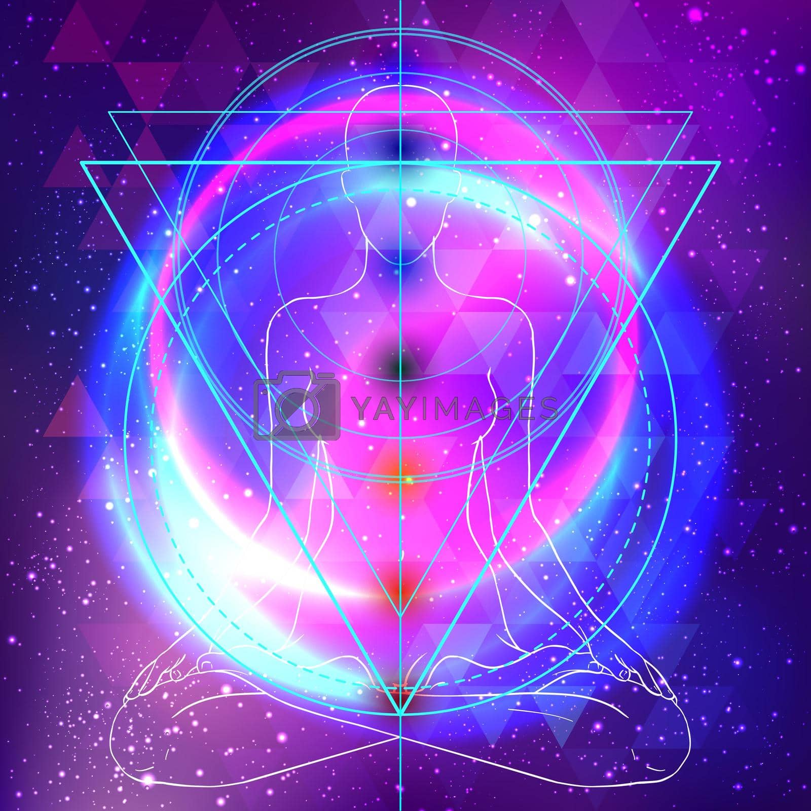 Royalty free image of Sacred geometry abstract background. Good design for textile t-shirt print, flyer and poster background. Futuristic vector illustration in bright neon colors. by varka