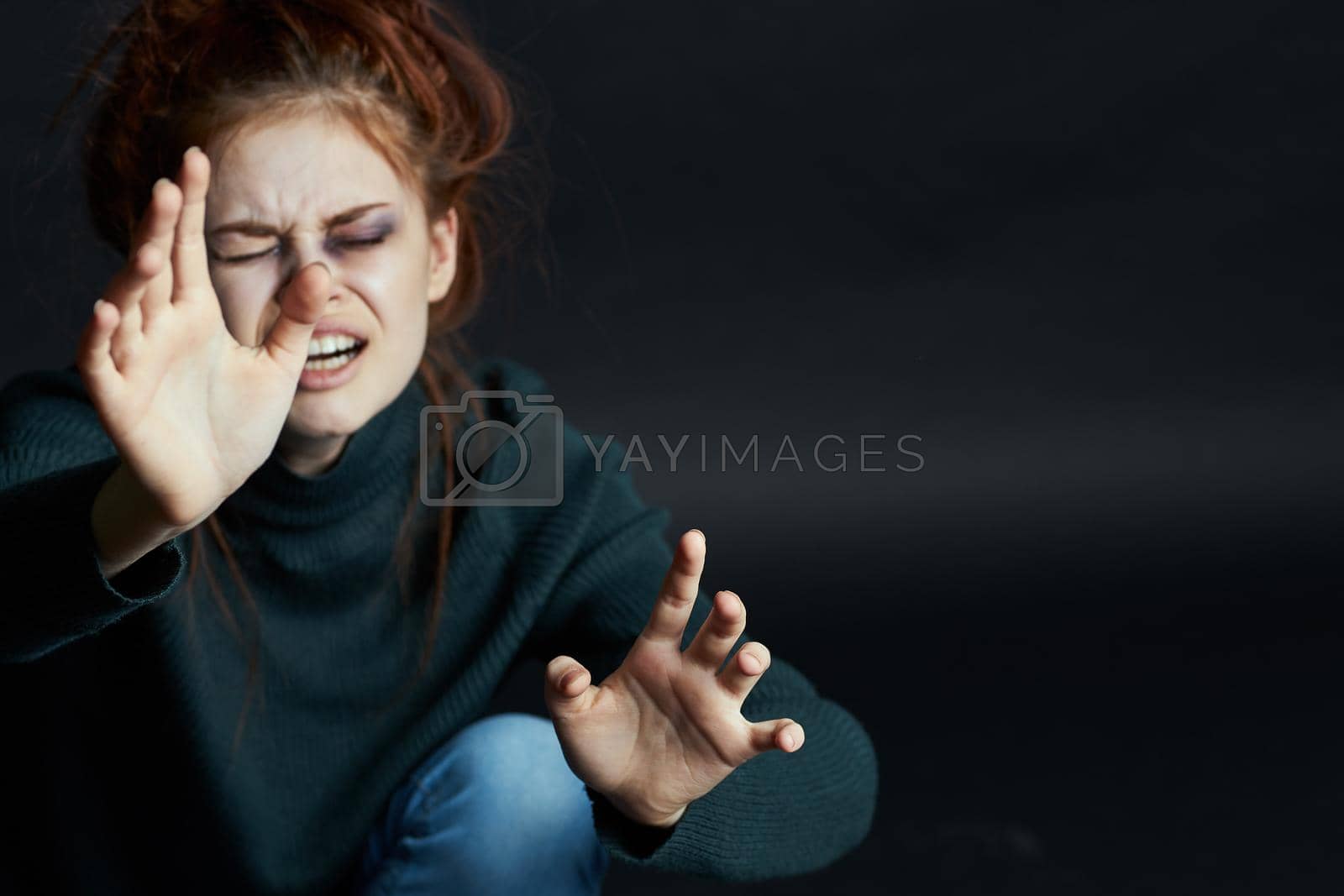 Royalty free image of emotional woman depression disorder pain beating aggression by Vichizh
