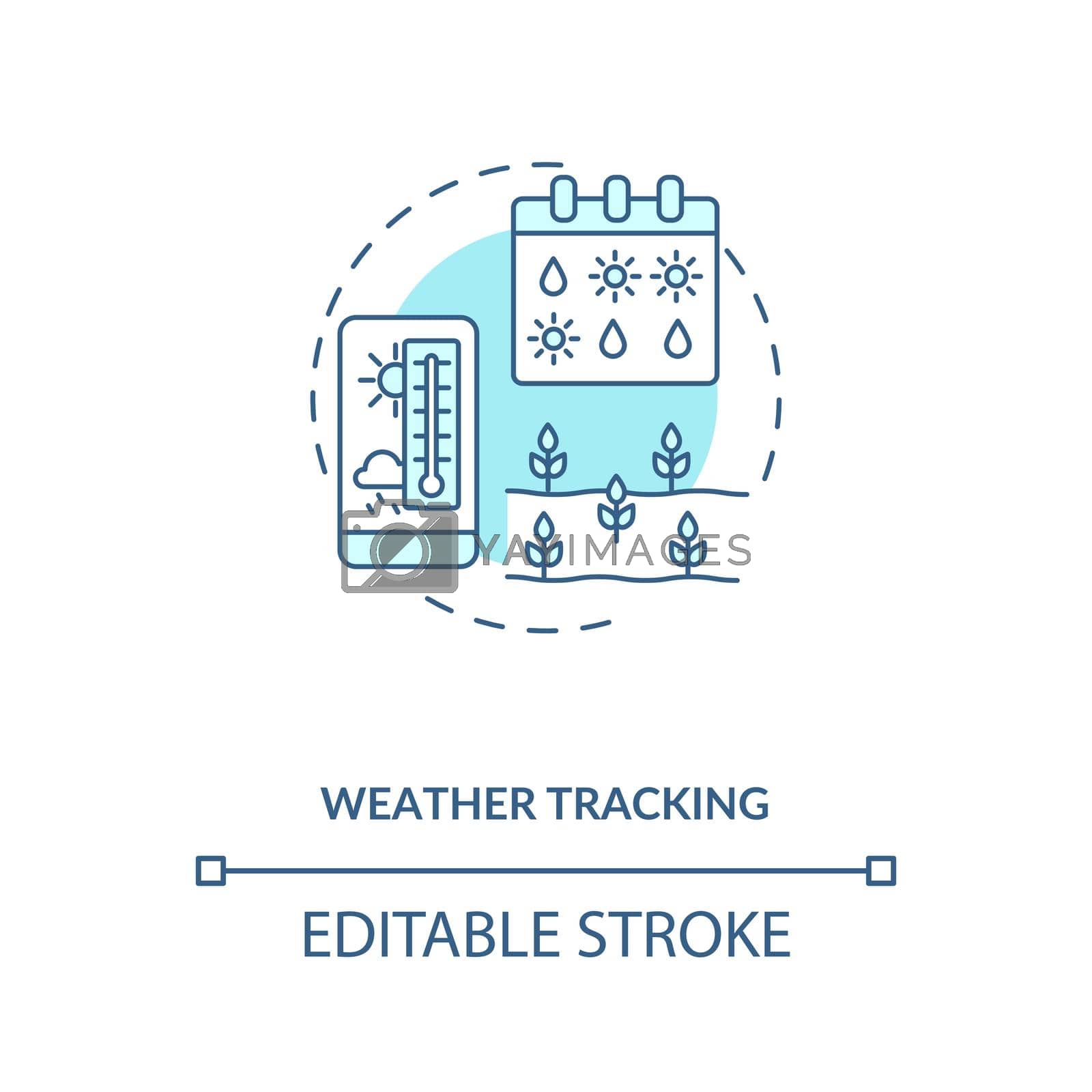 Weather tracking concept icon. Innovative agriculture technology. Futuristic rain forecasting instrument idea thin line illustration. Vector isolated outline RGB color drawing. Editable stroke