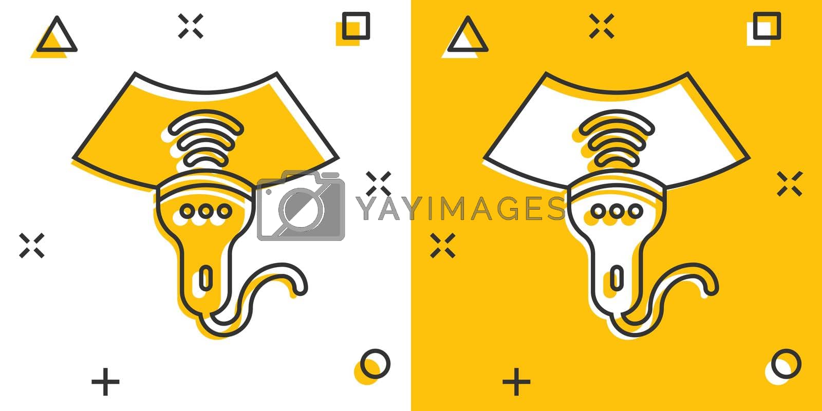 Royalty free image of Ultrasound icon in comic style. Scanner equipment cartoon vector illustration on white isolated background. Ultrasonic splash effect business concept. by LysenkoA
