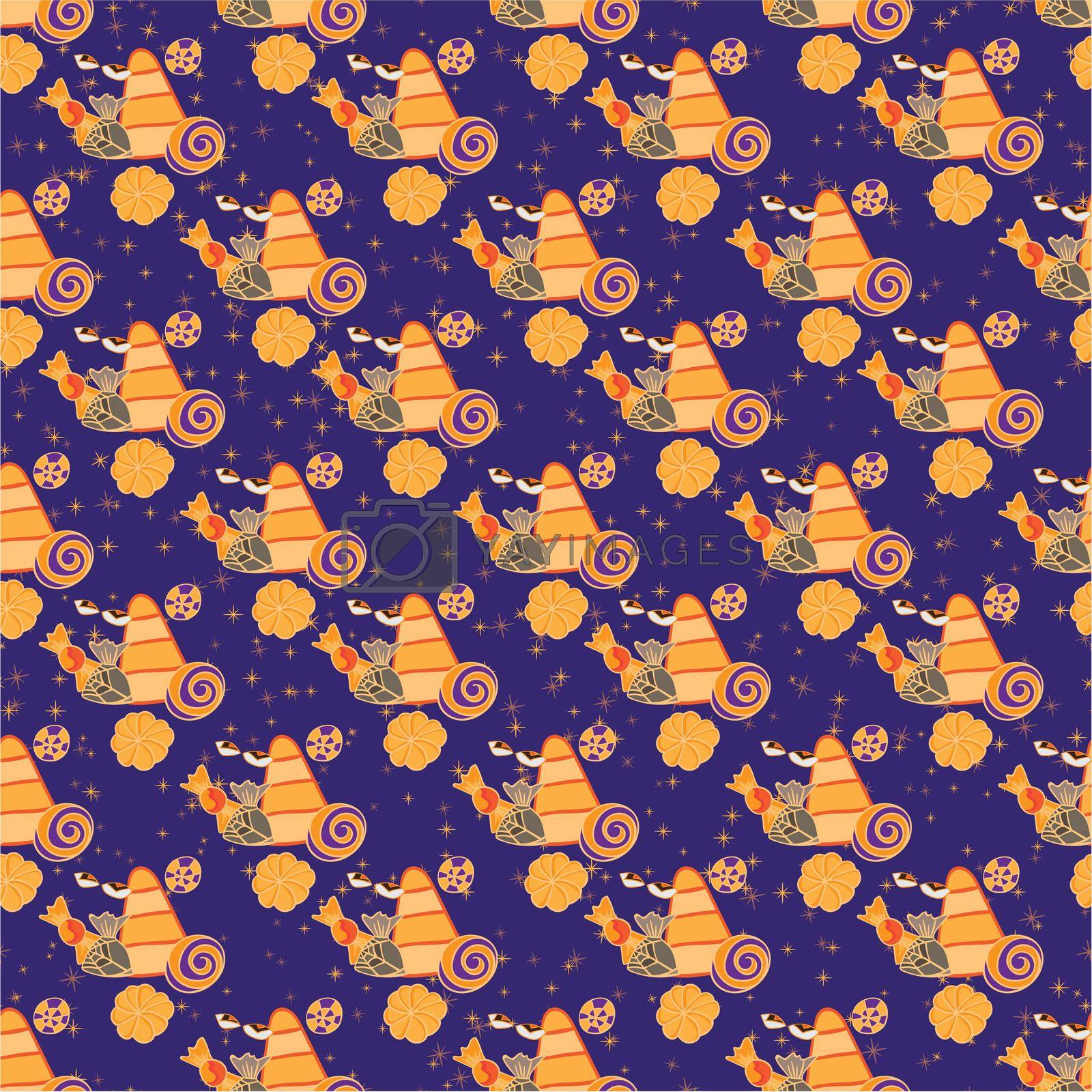 Seamless backgrounds of sweet. Collection halloween candy Vector illustration.