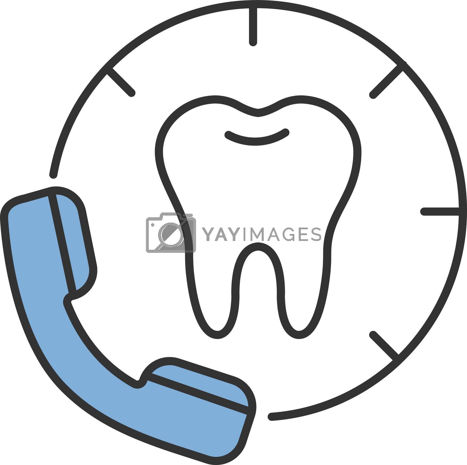 Making appointment with dentist color icon. Calling to dental clinic. Isolated vector illustration