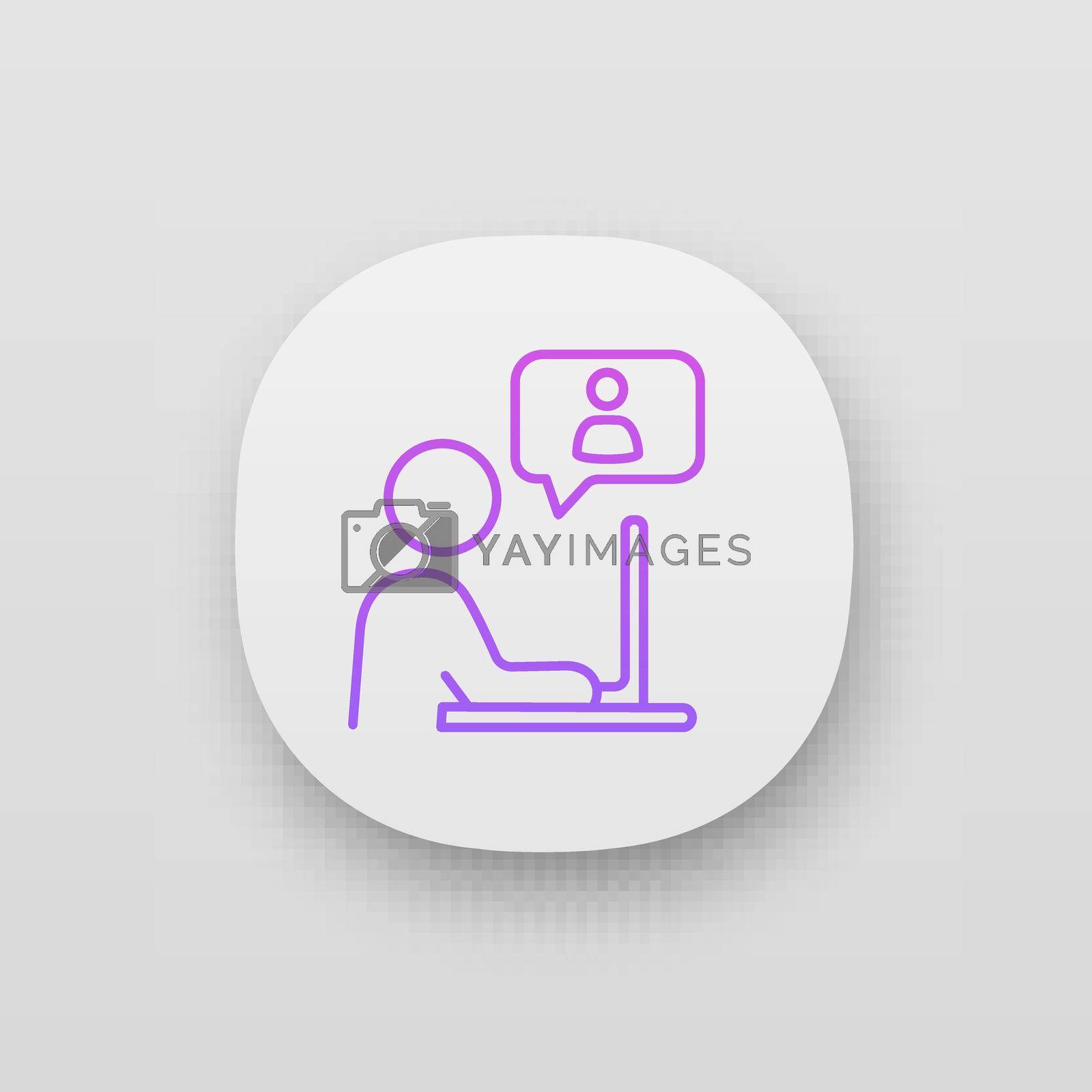 Online communication app icon. UI/UX user interface. Chatting. Online job interview. Business conversation. Web or mobile application. Vector isolated illustration