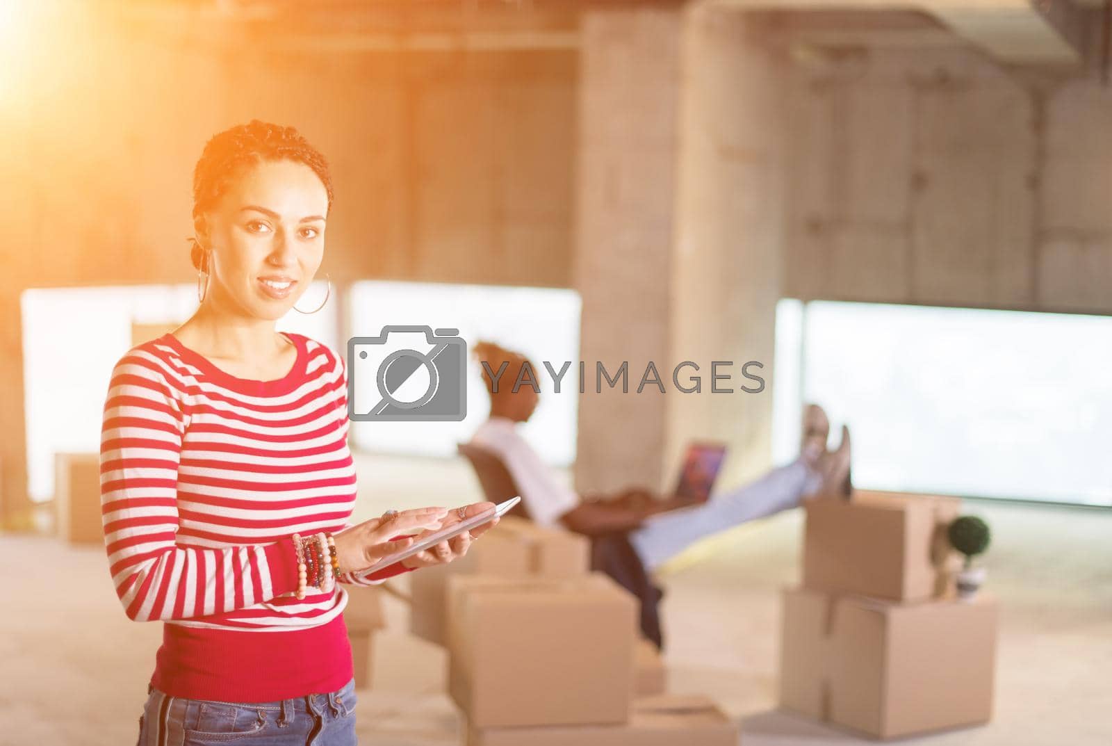 Royalty free image of modern muslim business woman on construction site by dotshock