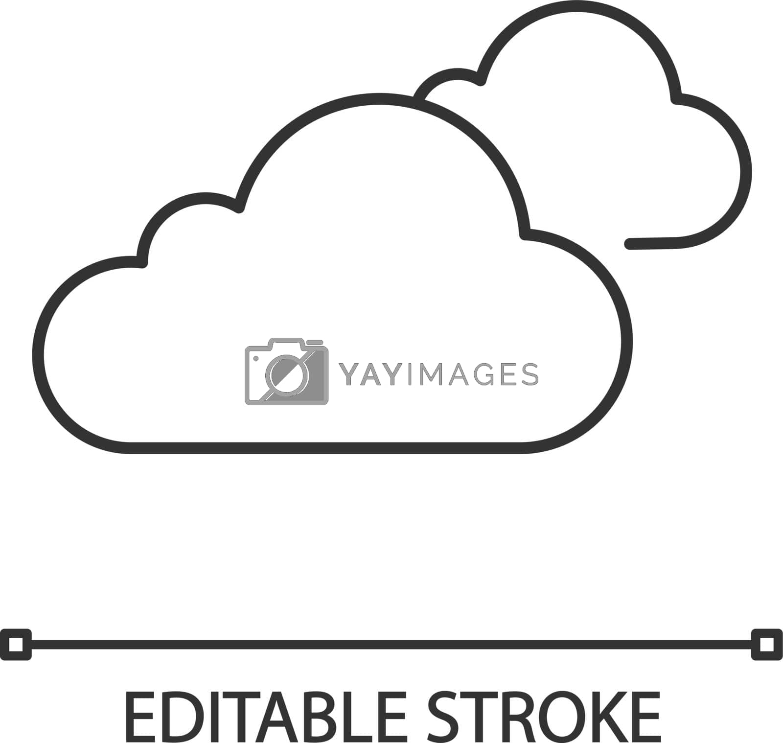 Cloudy weather linear icon. Clouds. Thin line illustration. Heavy clouds. Overcast. Weather forecast. Contour symbol. Vector isolated outline drawing. Editable stroke